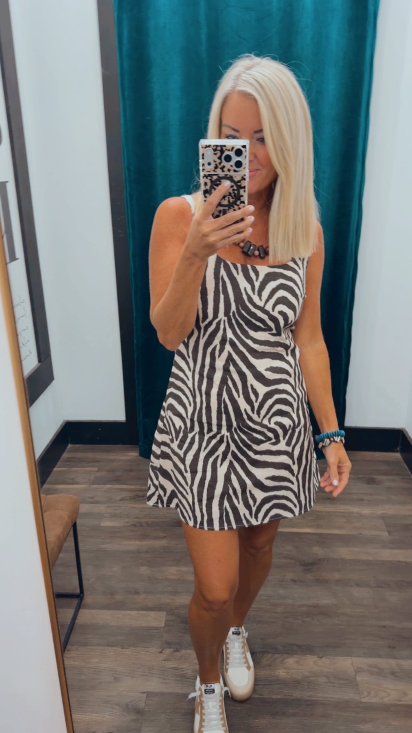 Zebra Open Back Mini Dress