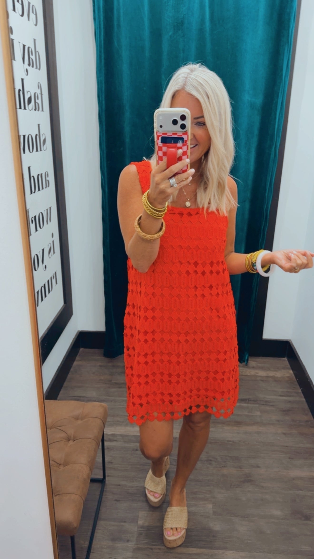 Eyelet Overlay Dress