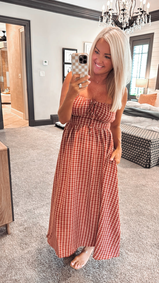 Plaid Corset Midi Dress