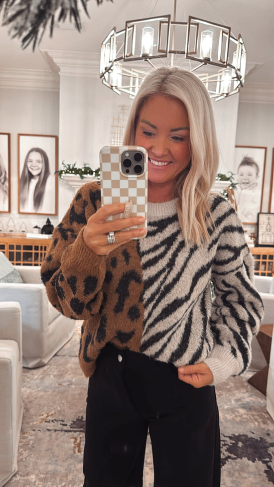Multi Print Animal Print Sweater