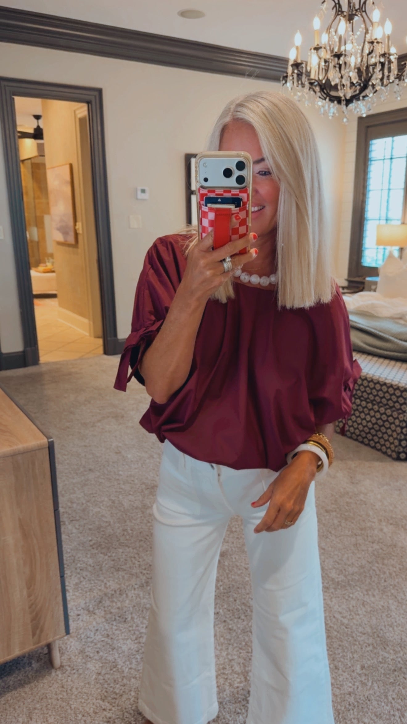 Bubble Hem Bow Sleeve Top