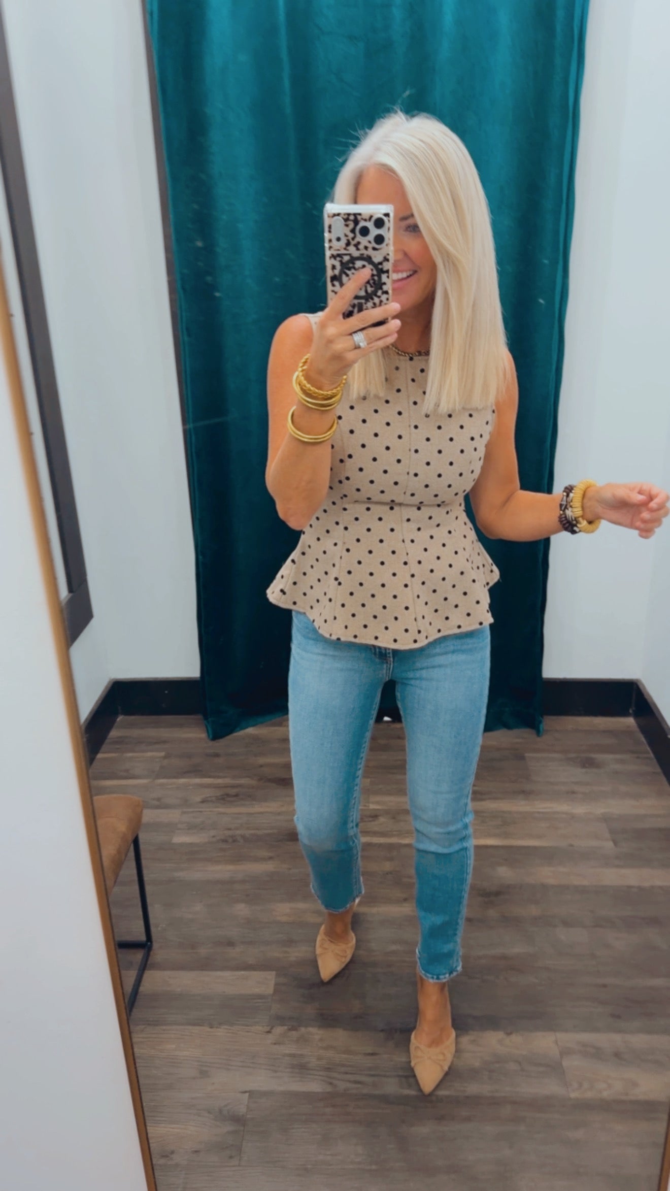 Polka Dot Peplum Top
