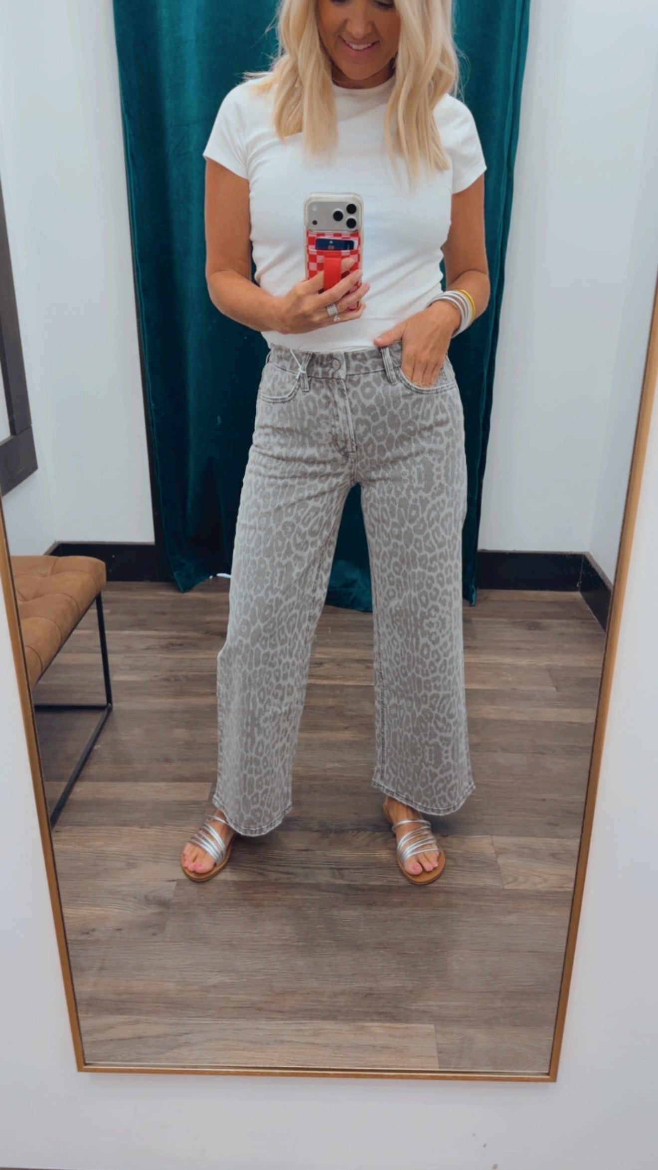 Leopard Print Wide Leg Jeans