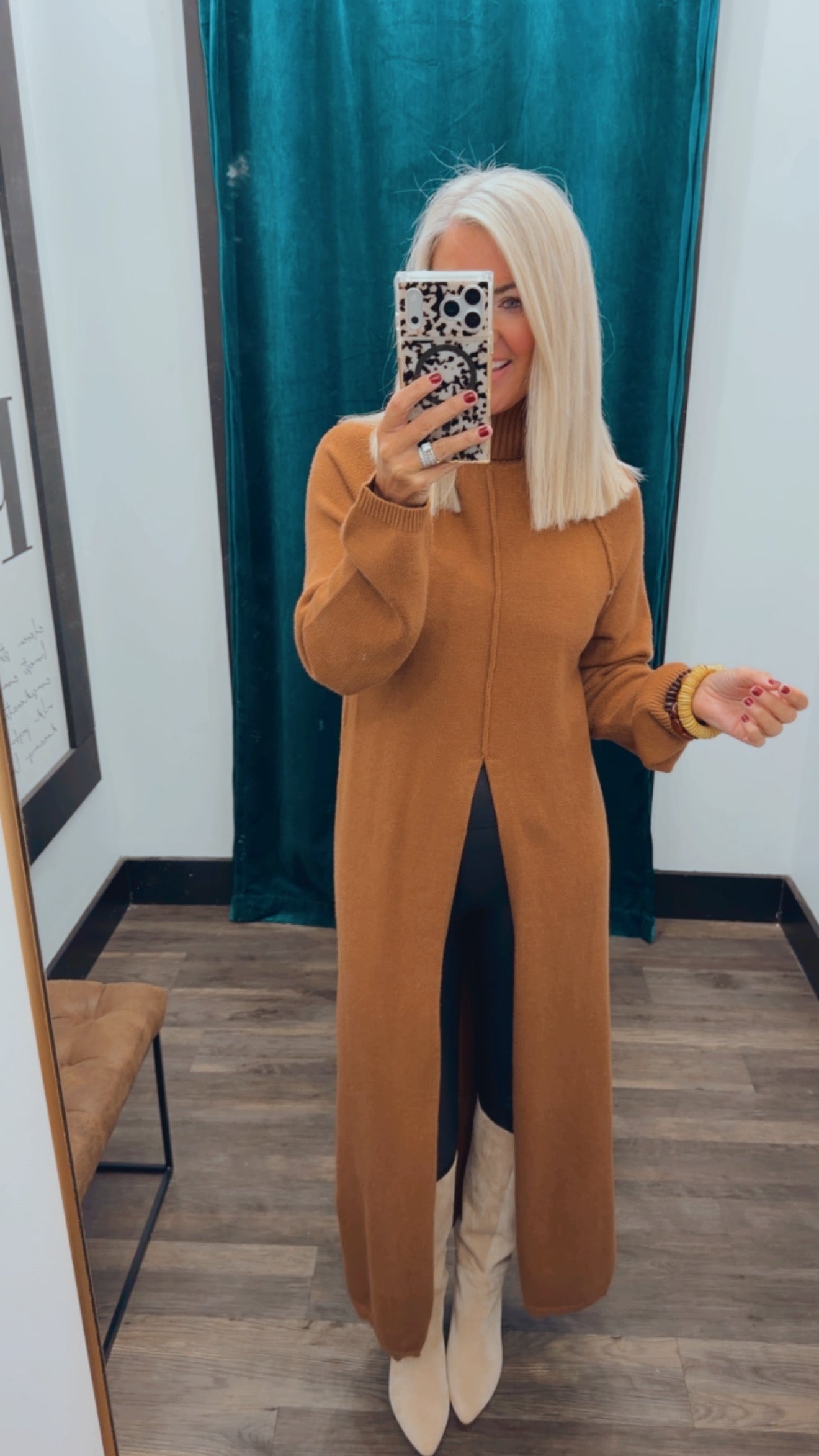 Front Slit Sweater Dress