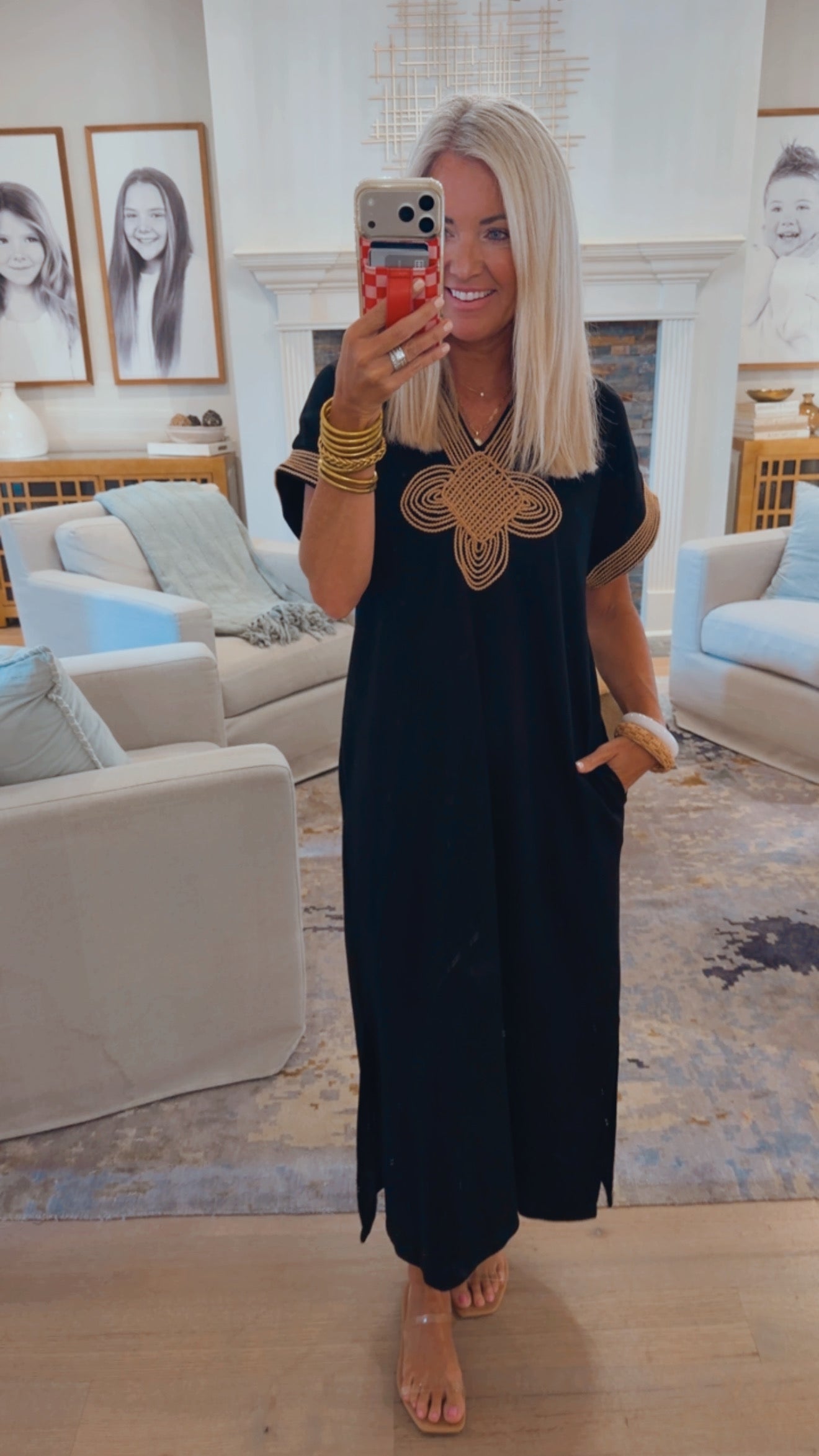 Patch Embroidery Midi Dress