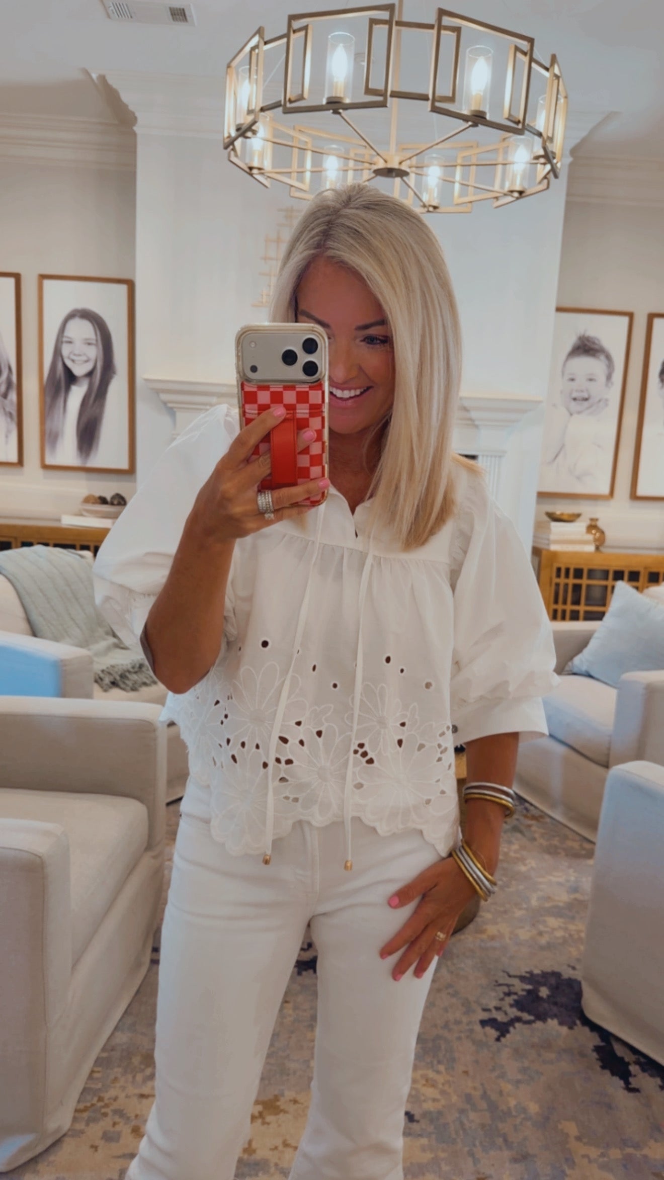 Embroidered Puff Sleeve Top