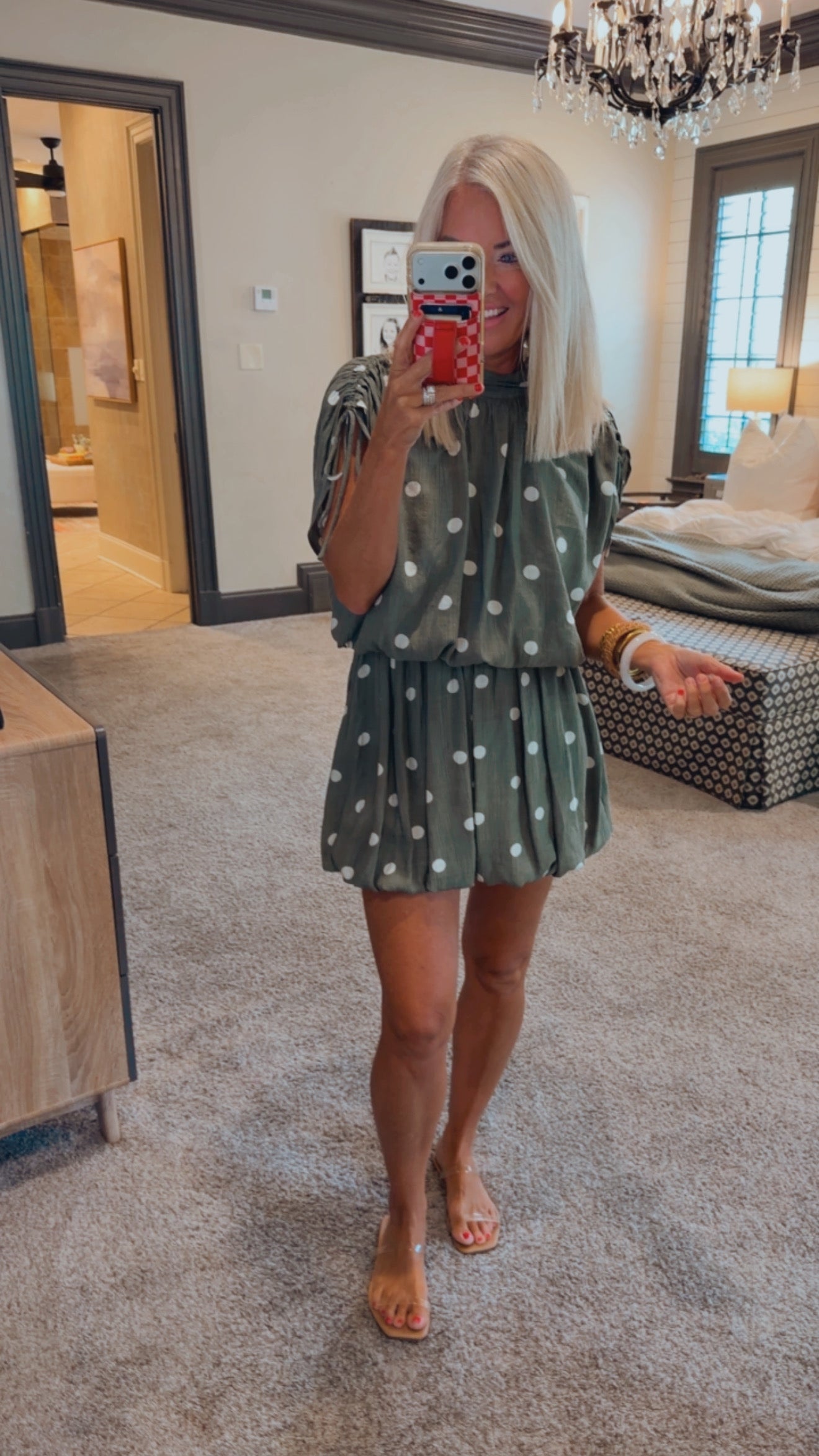 Bubble Hem Dotty Mini Dress