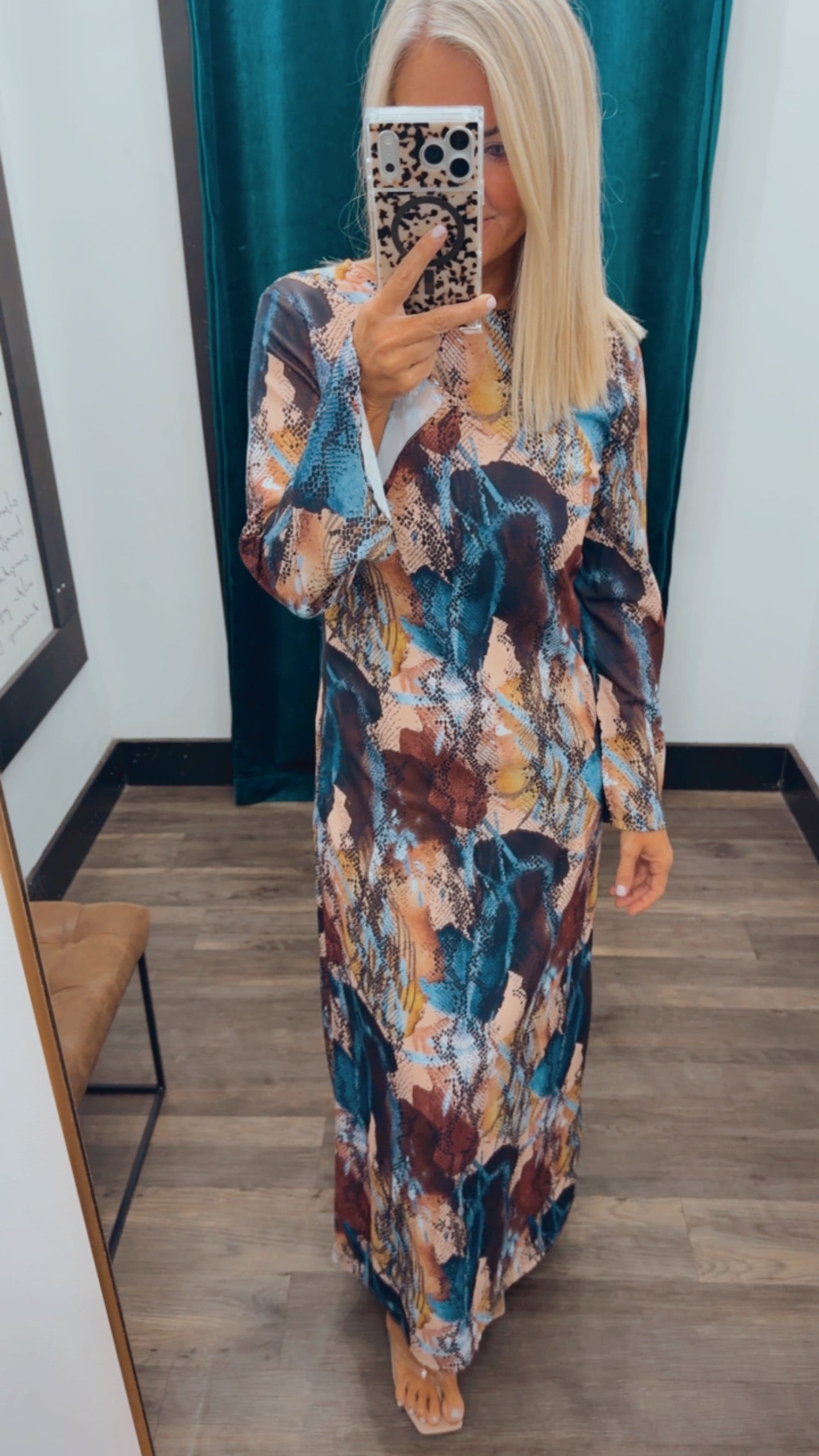 Snake Print Open Back Maxi
