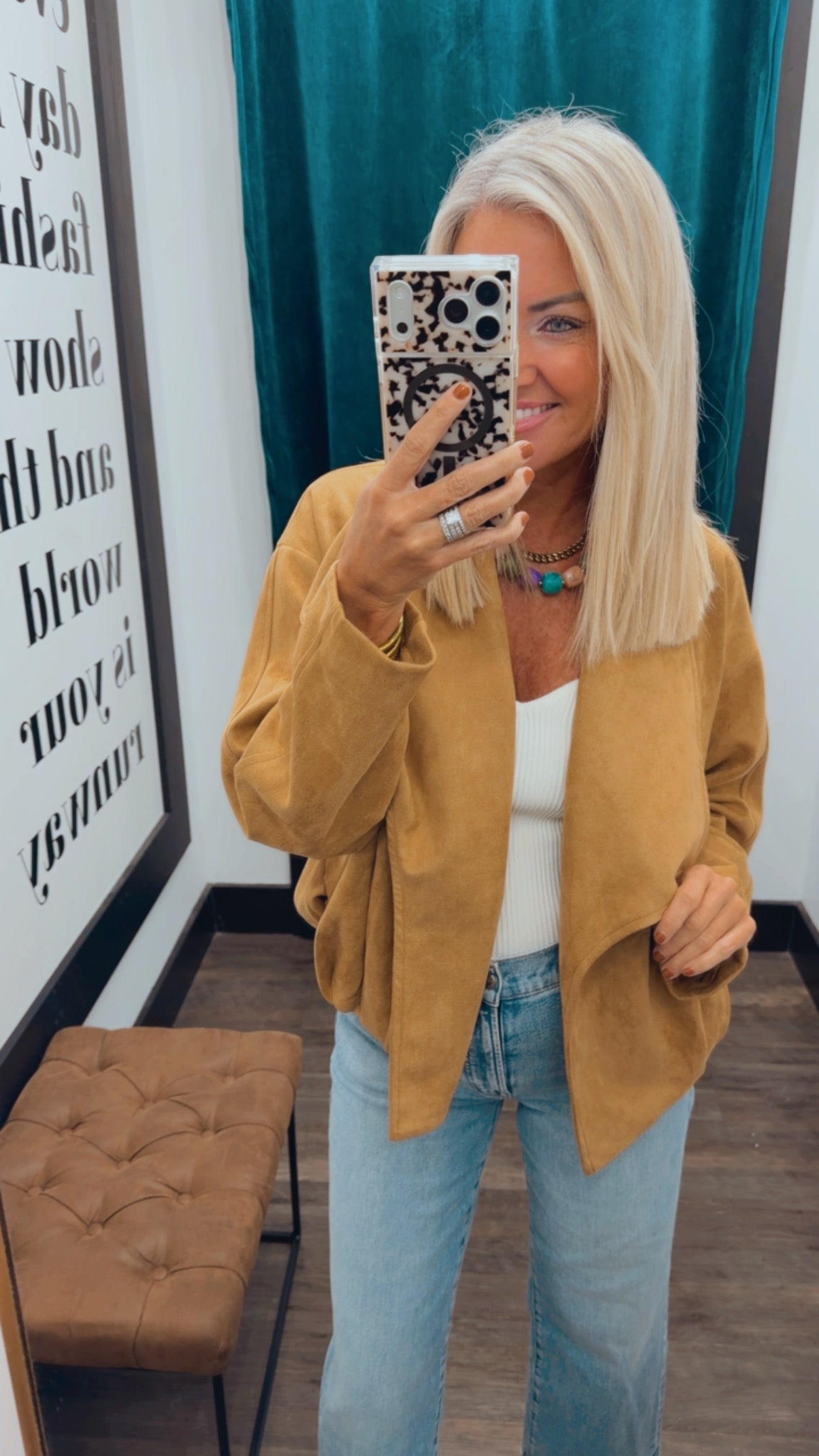 Suede Draped Jacket