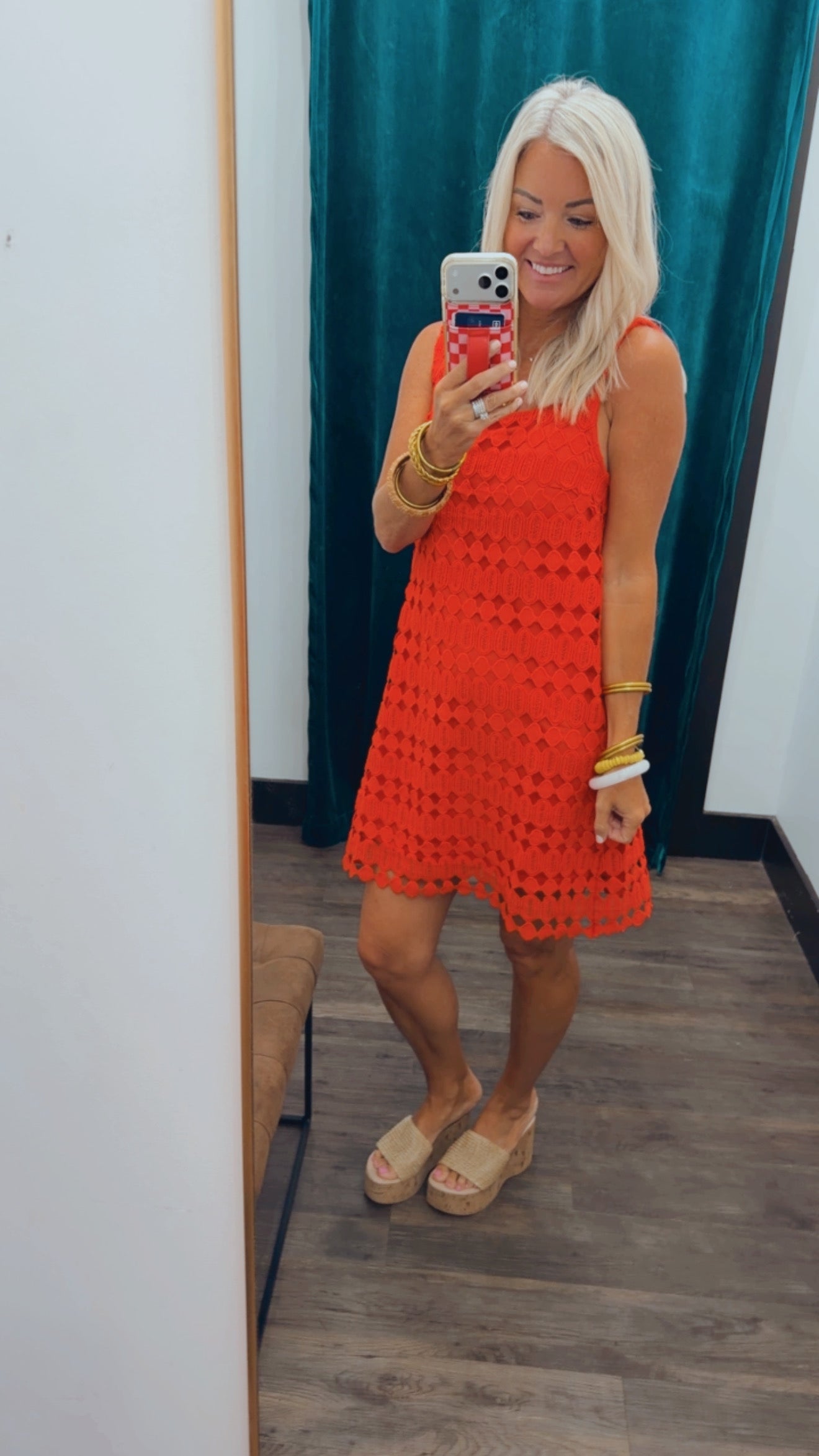 Eyelet Overlay Dress