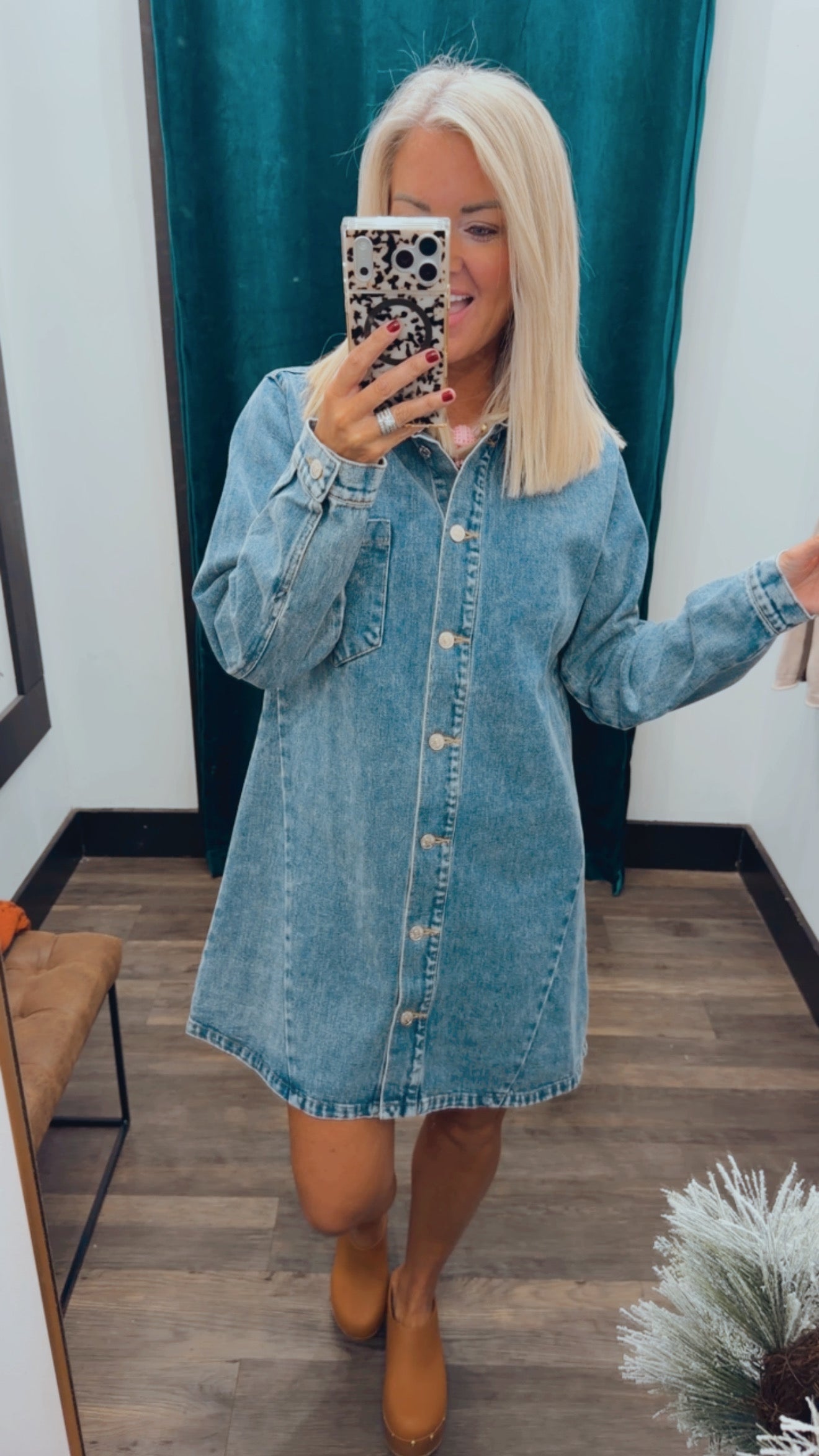 Denim Button Down Shirt Dress