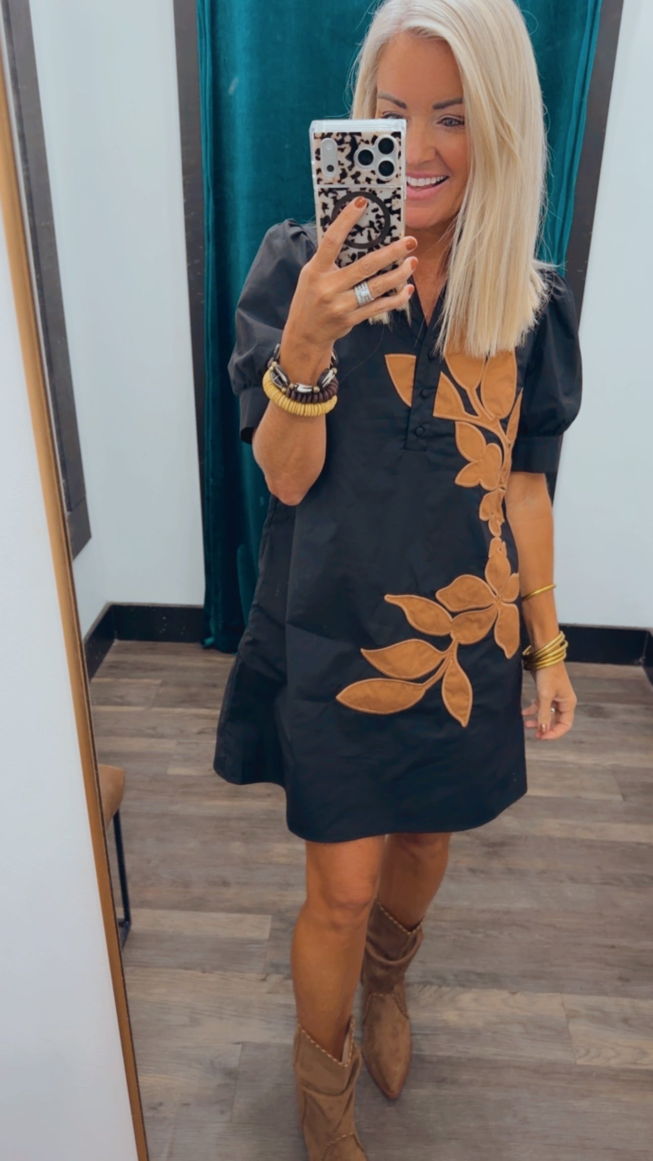 Embroidered Applique Accent Dress