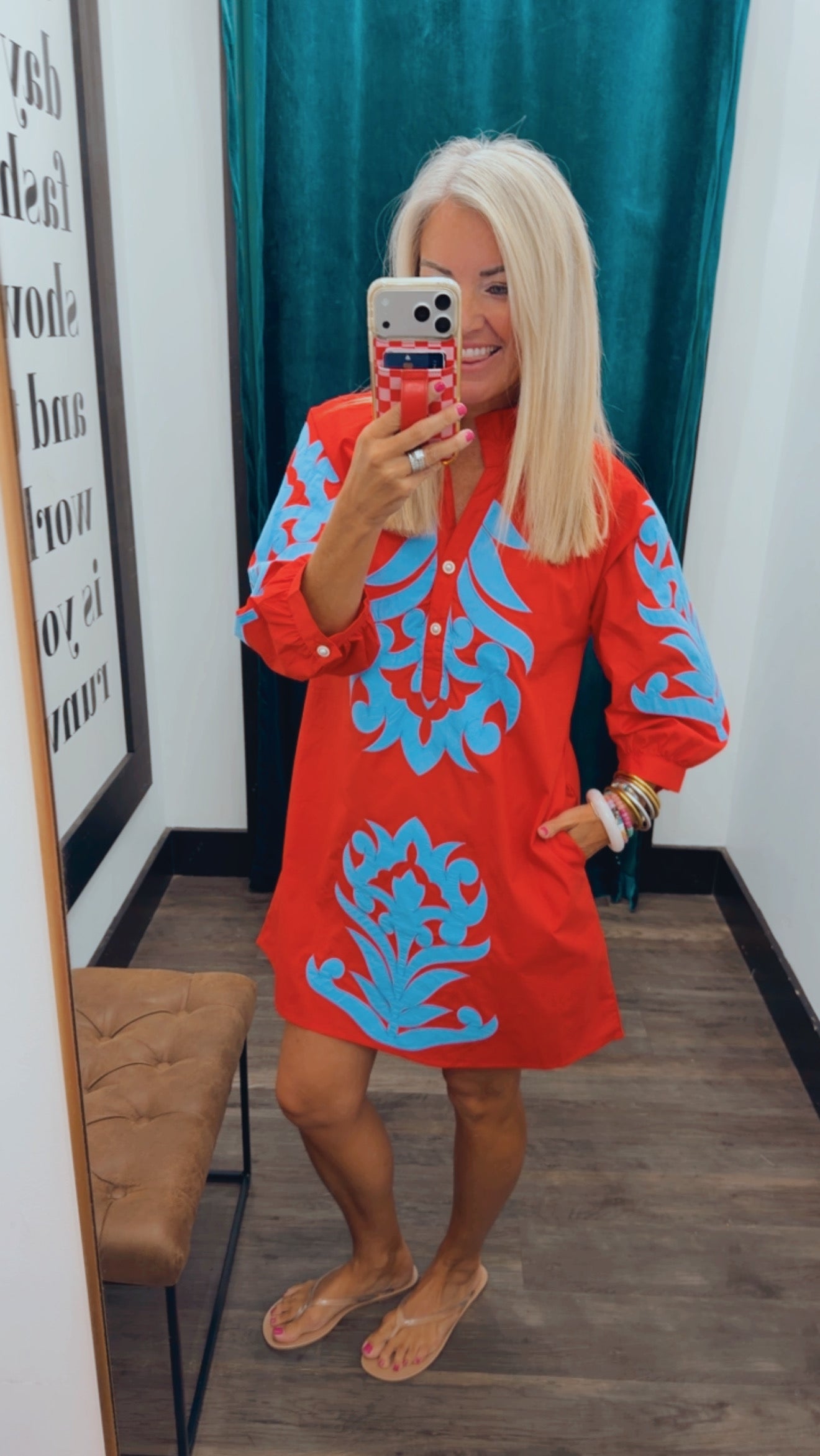 Baroque Floral Applique Shift Dress