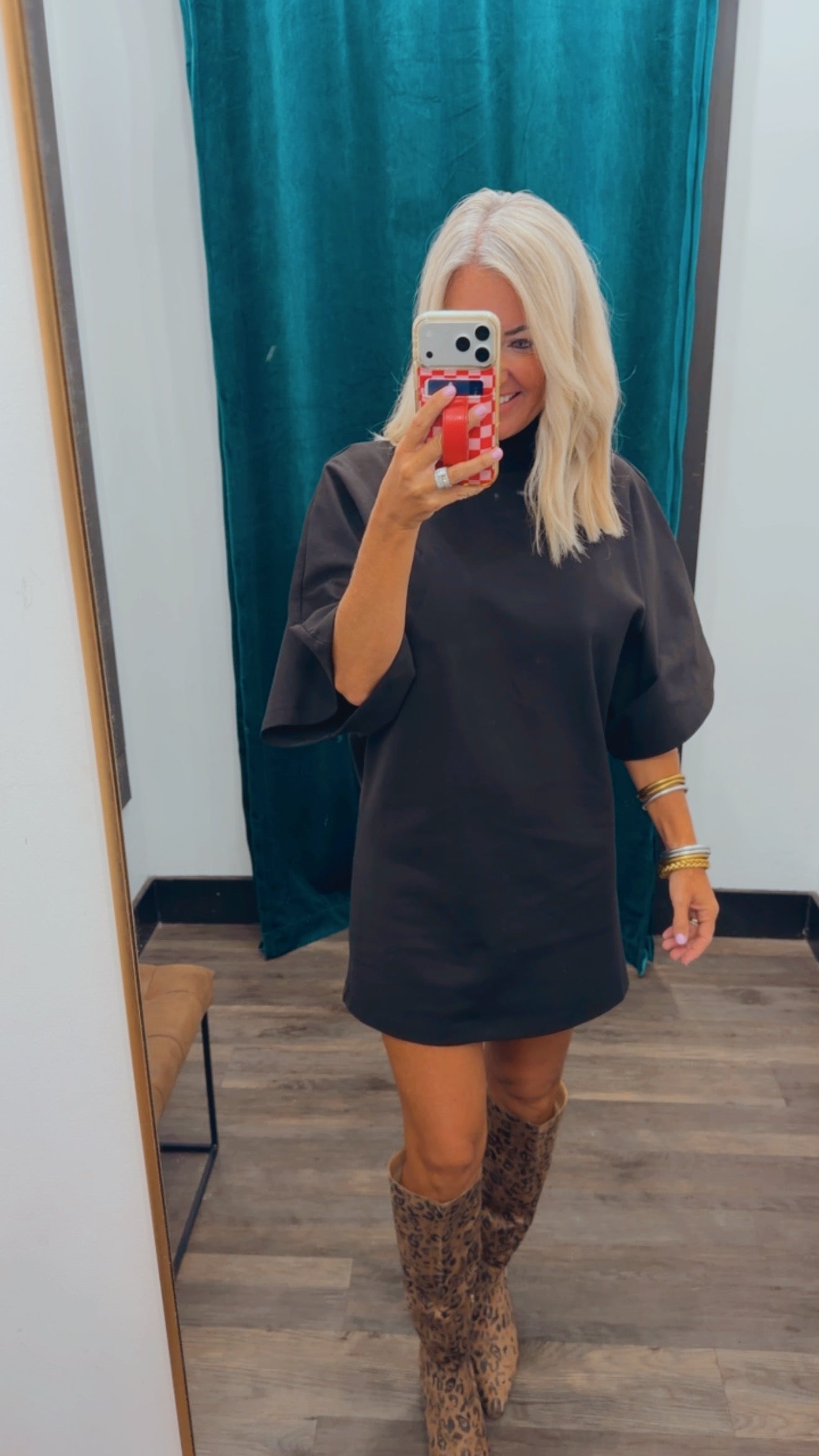 Batwing High Neck Mini Dress