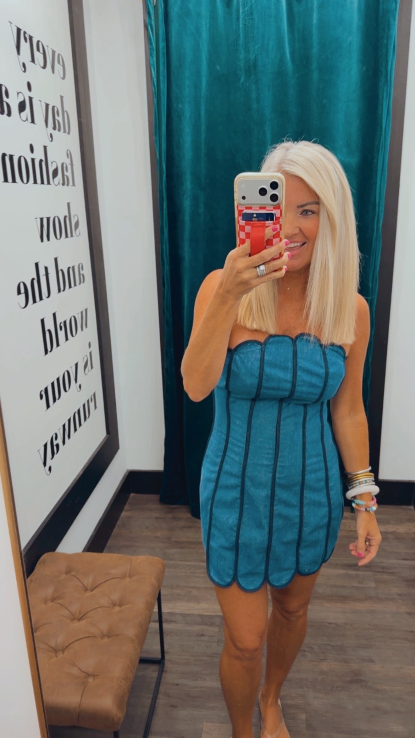 Strapless Scallop Dress