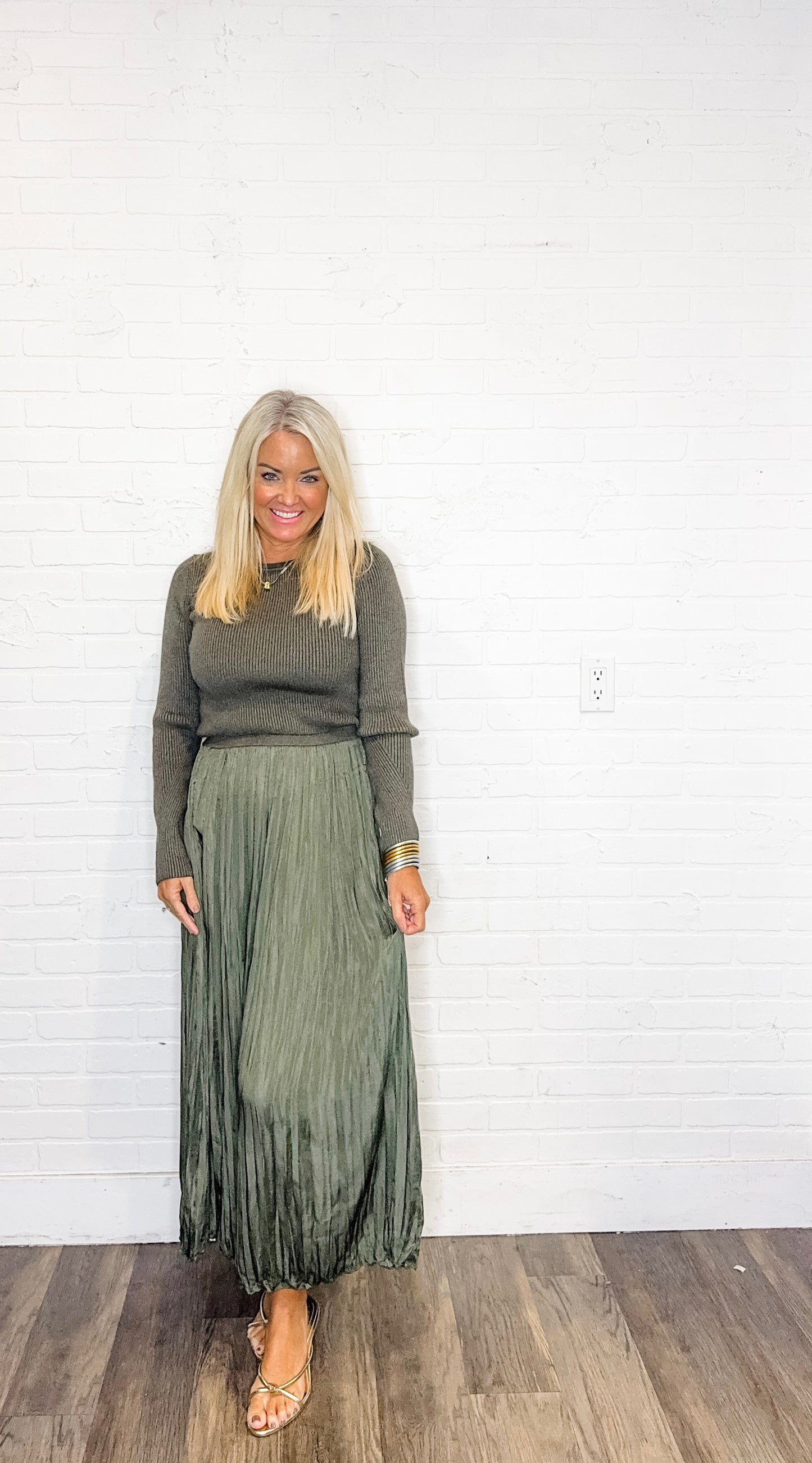 Mixed Media Long Sleeve Maxi Dress