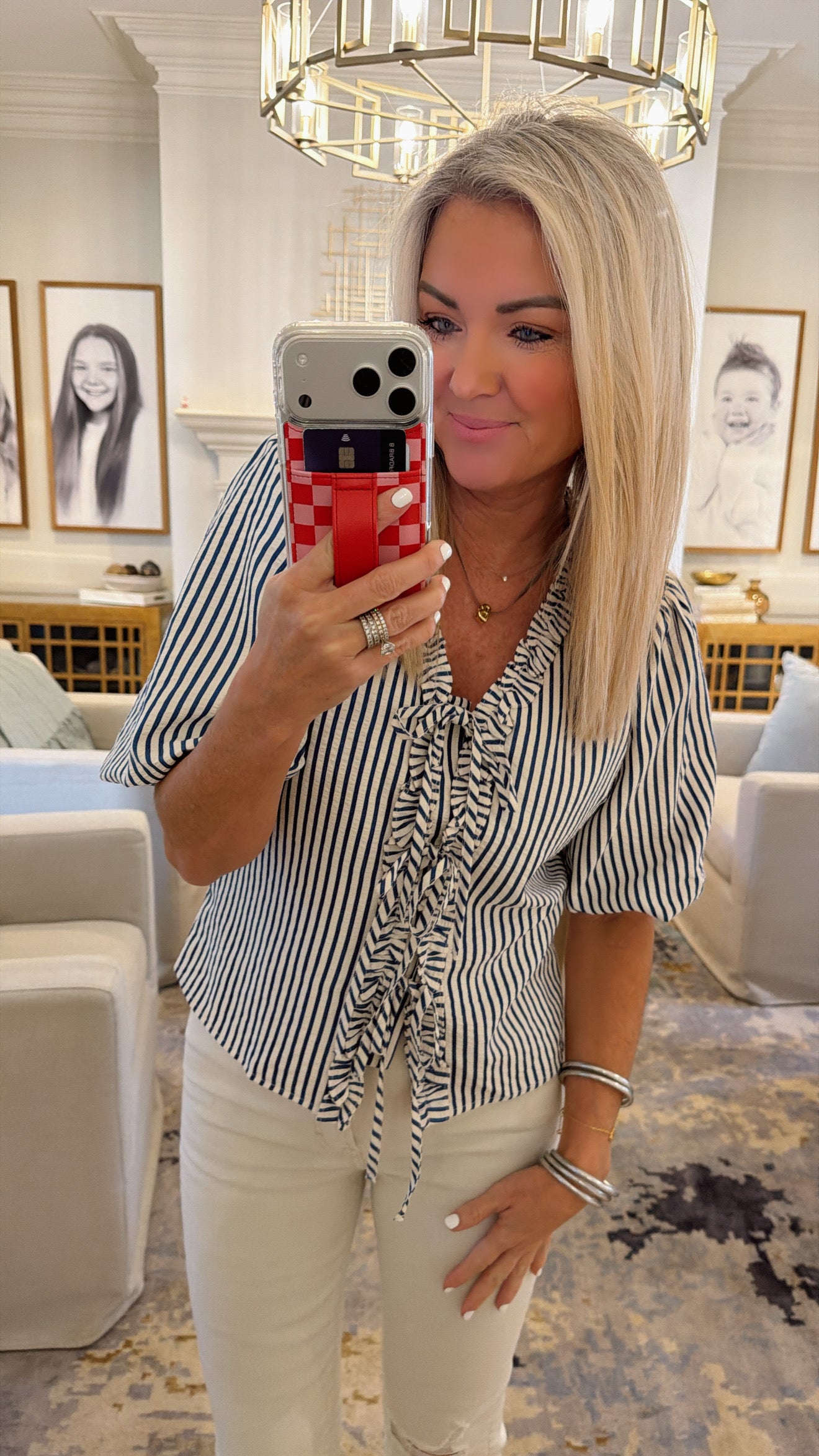 Striped Front Tie Top