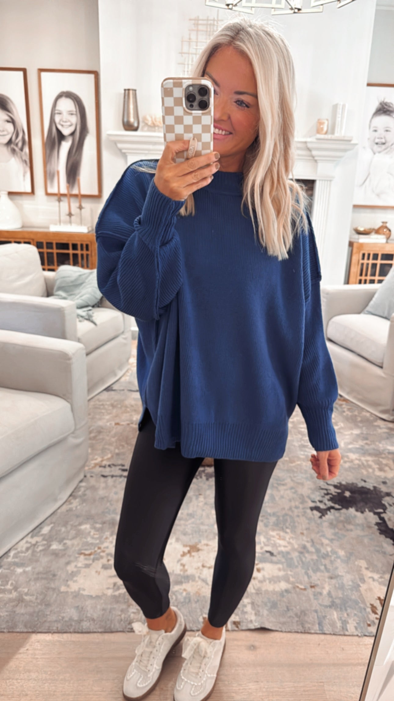 Drop Shoulder Oversized Mock Neck Sweater
