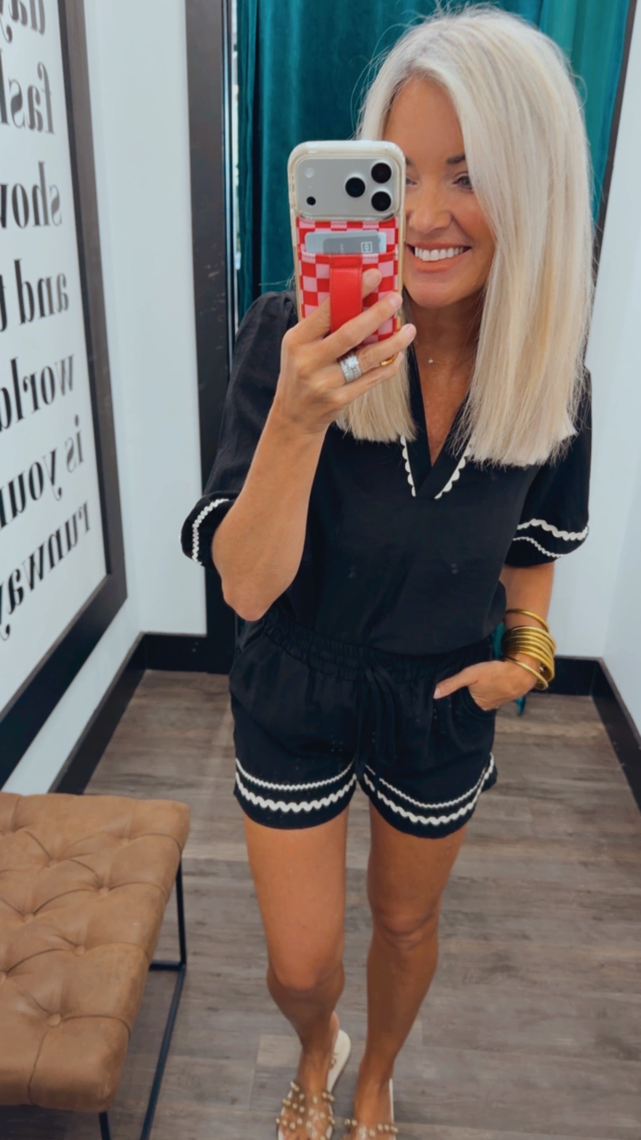 Contrast Trim Linen Short