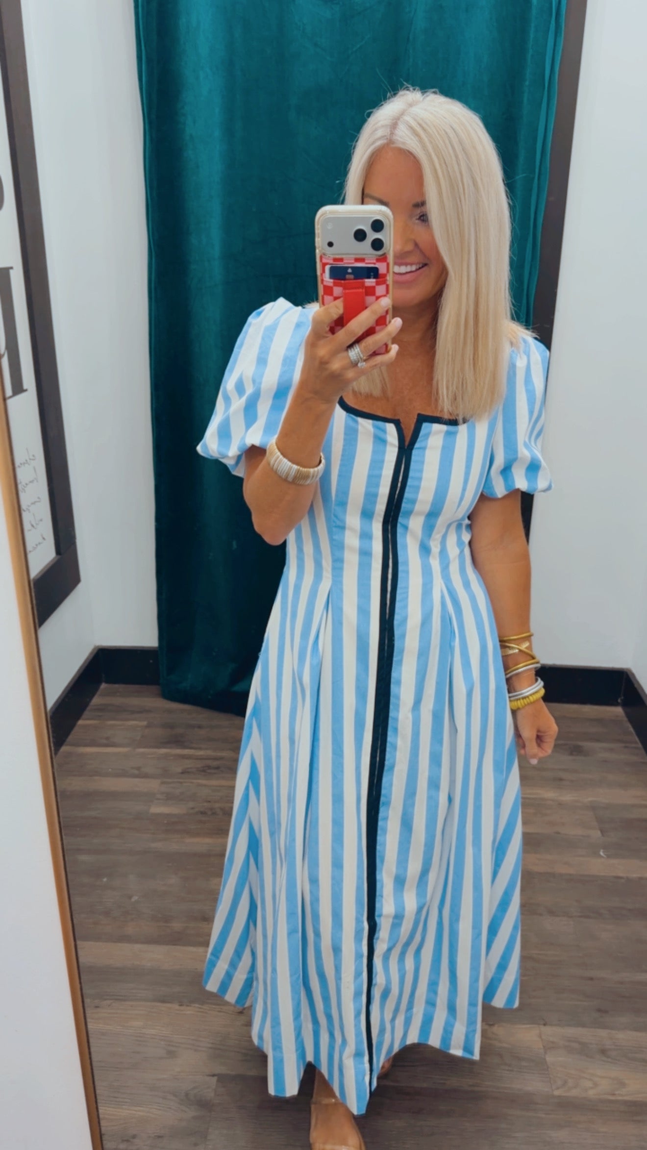 Piped Square Neck Dress