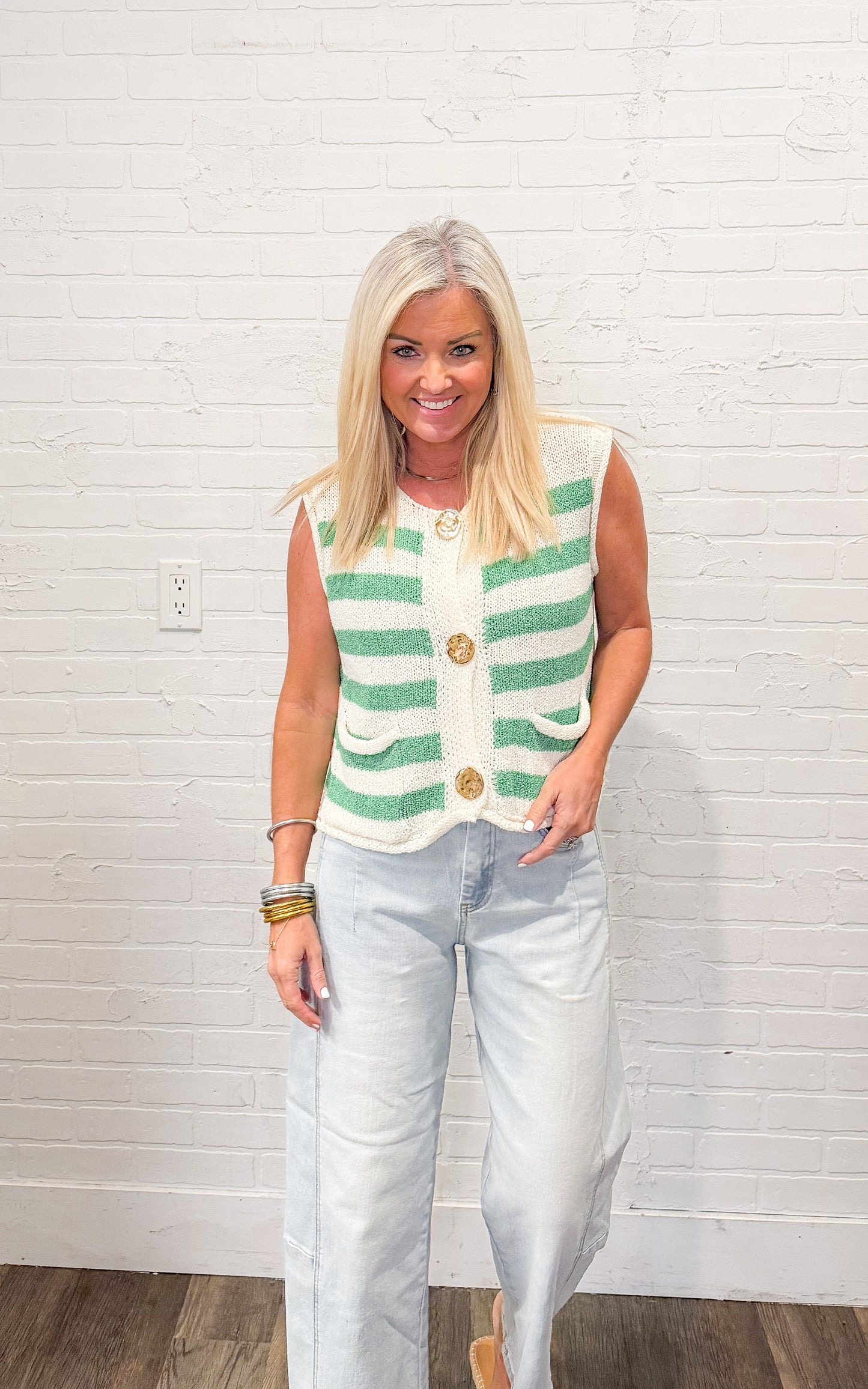 Polished Striped Sweater Vest