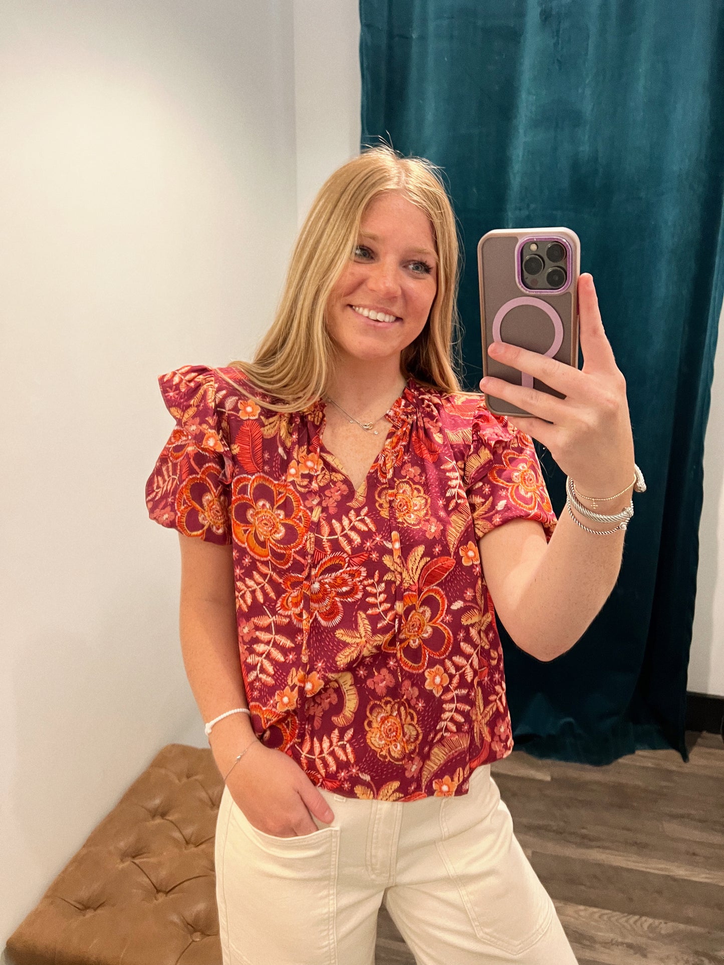 Floral Ruffle Top
