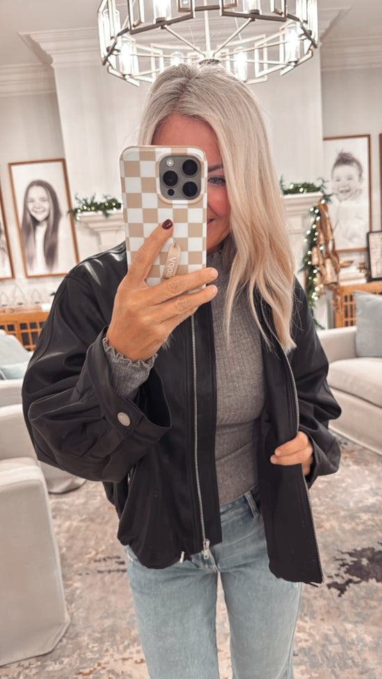 Edgy Faux Leather Jacket