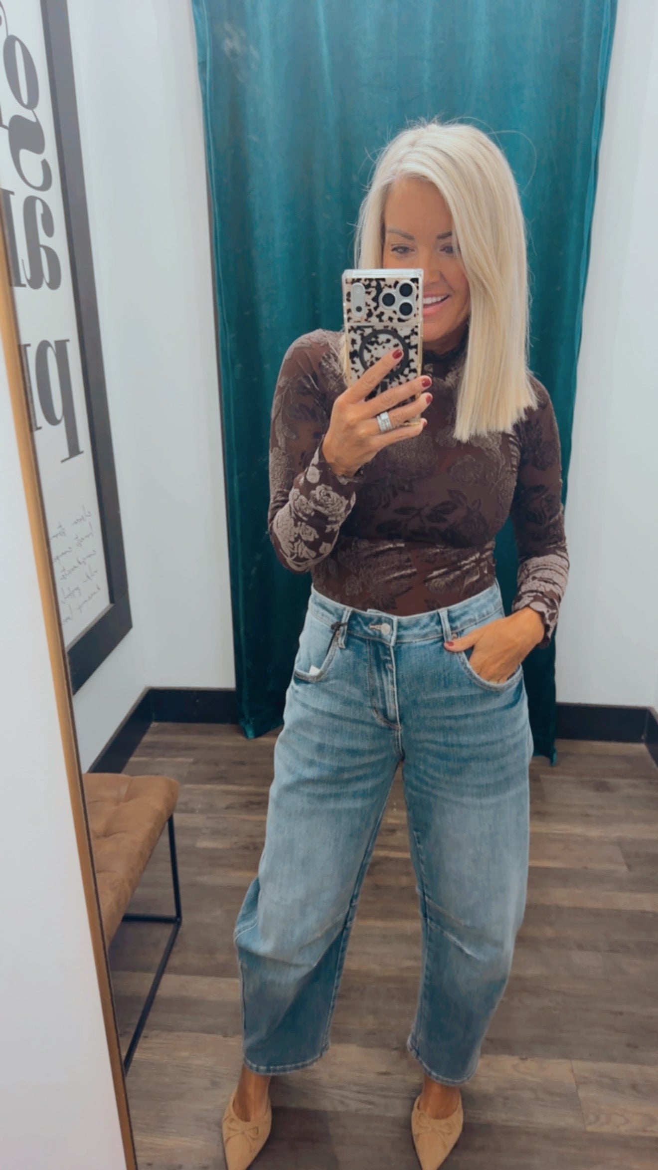 Velvet Mesh Floral Top