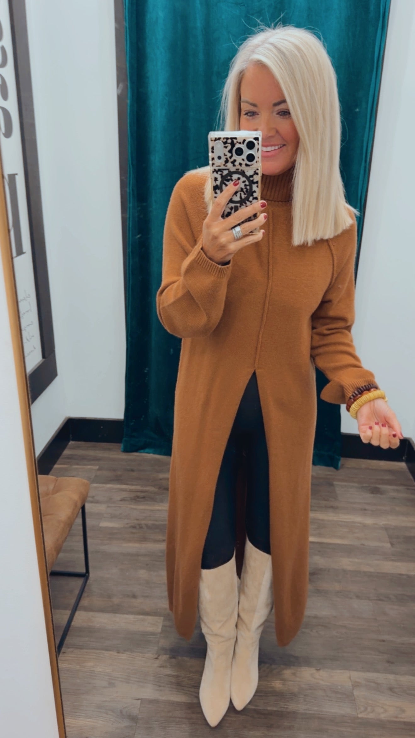 Front Slit Sweater Dress