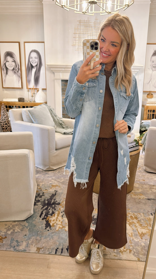 Distressed Denim Shirt Jacket