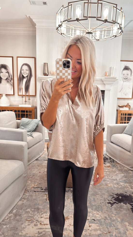 Metallic Dolman Top In Champagne