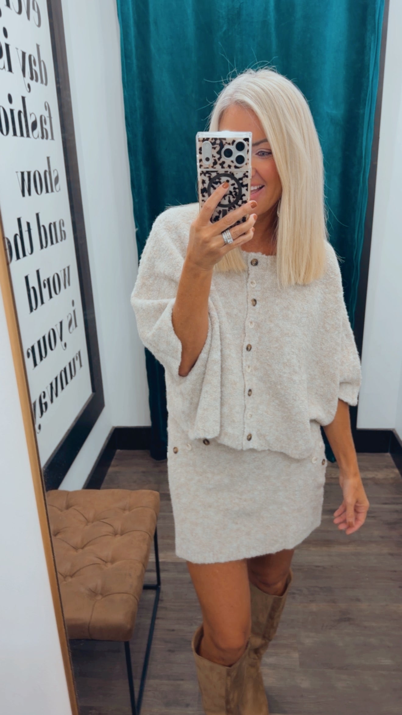 Button Detail Sweater Set