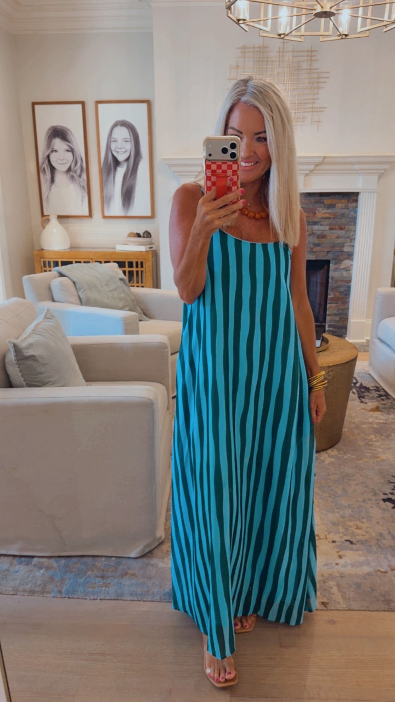 Striped Scoop Neck Maxi