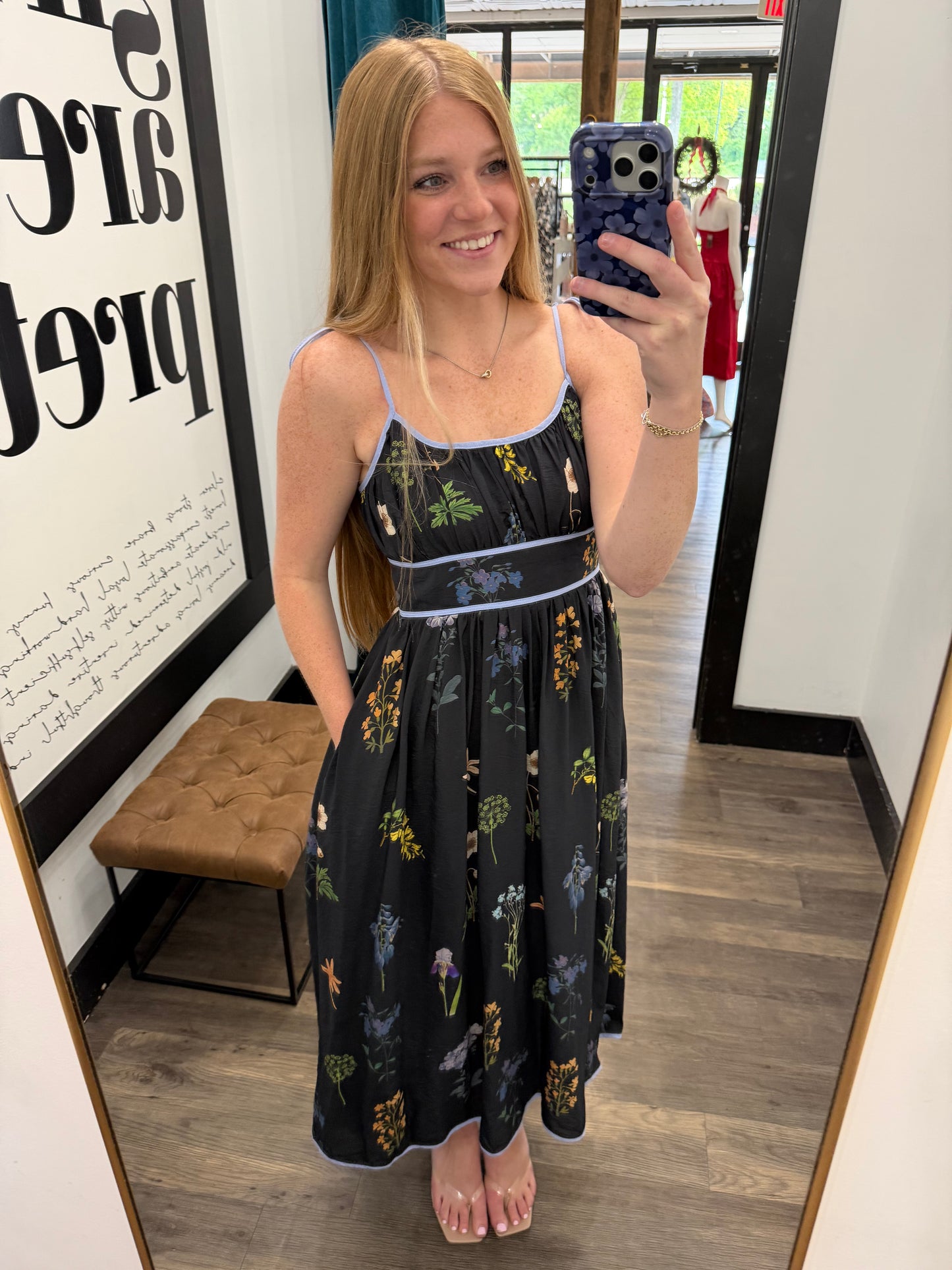 Blue Trim Garden Dress
