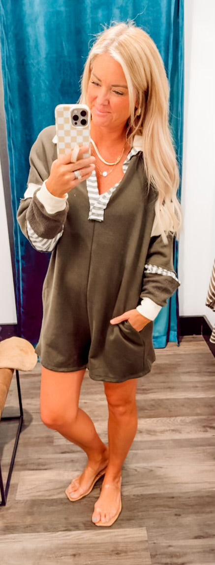 French Terry Color-Block Loose Fit Romper