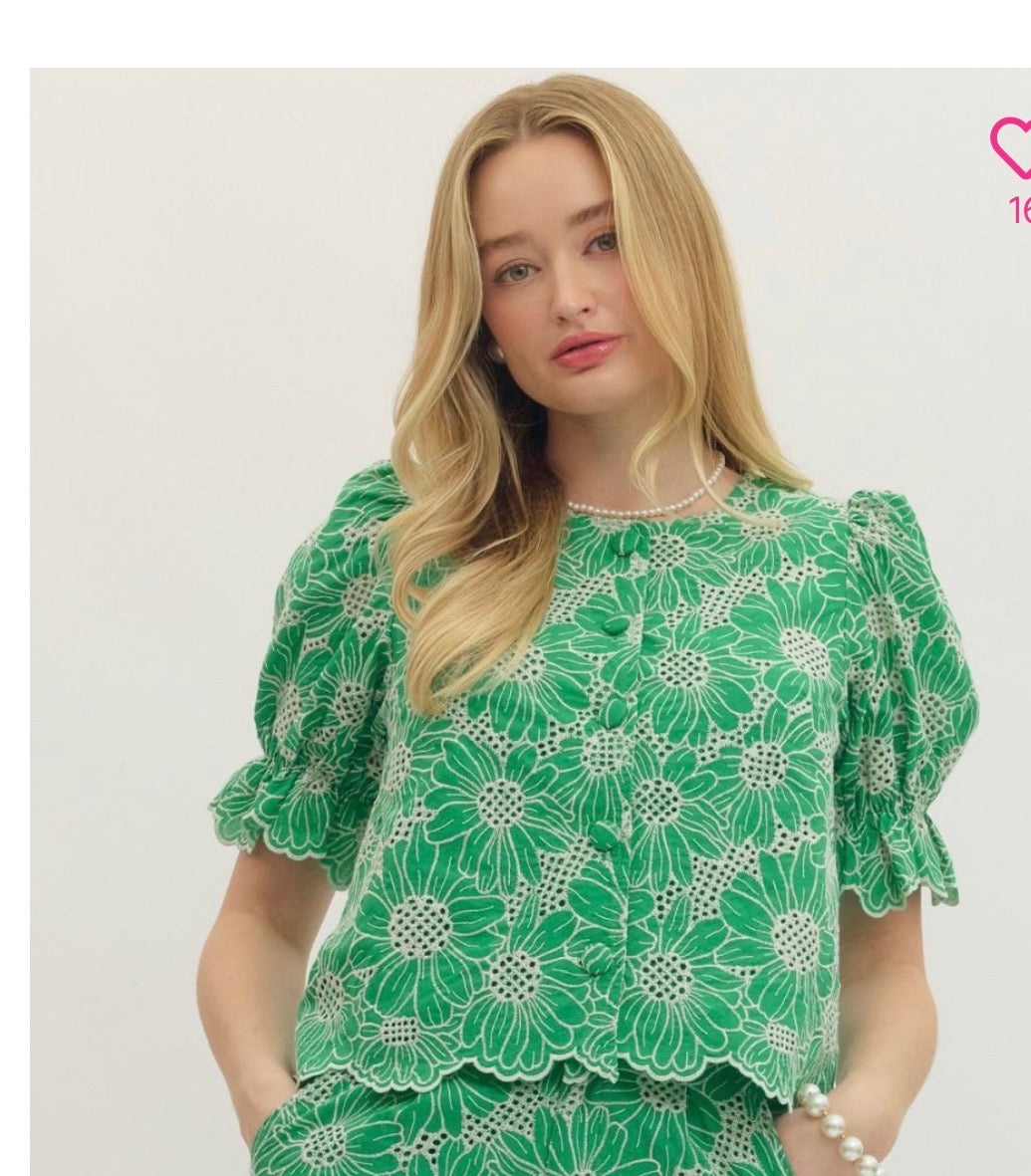 Classy Embroidered Puff Sleeve Top