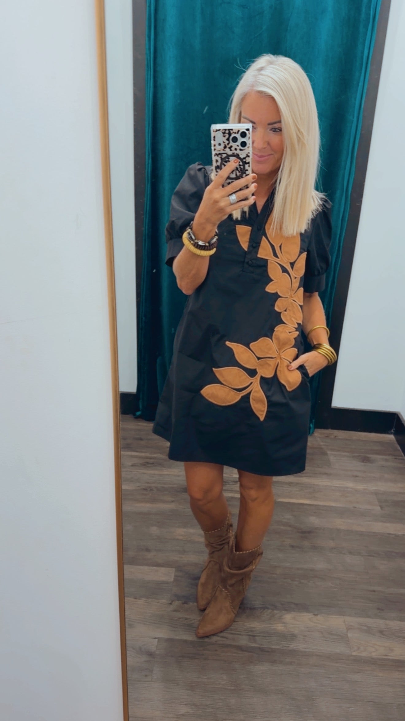 Embroidered Applique Accent Dress
