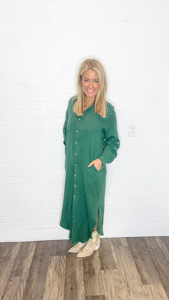 Maxi Shirt Dress with Pocket