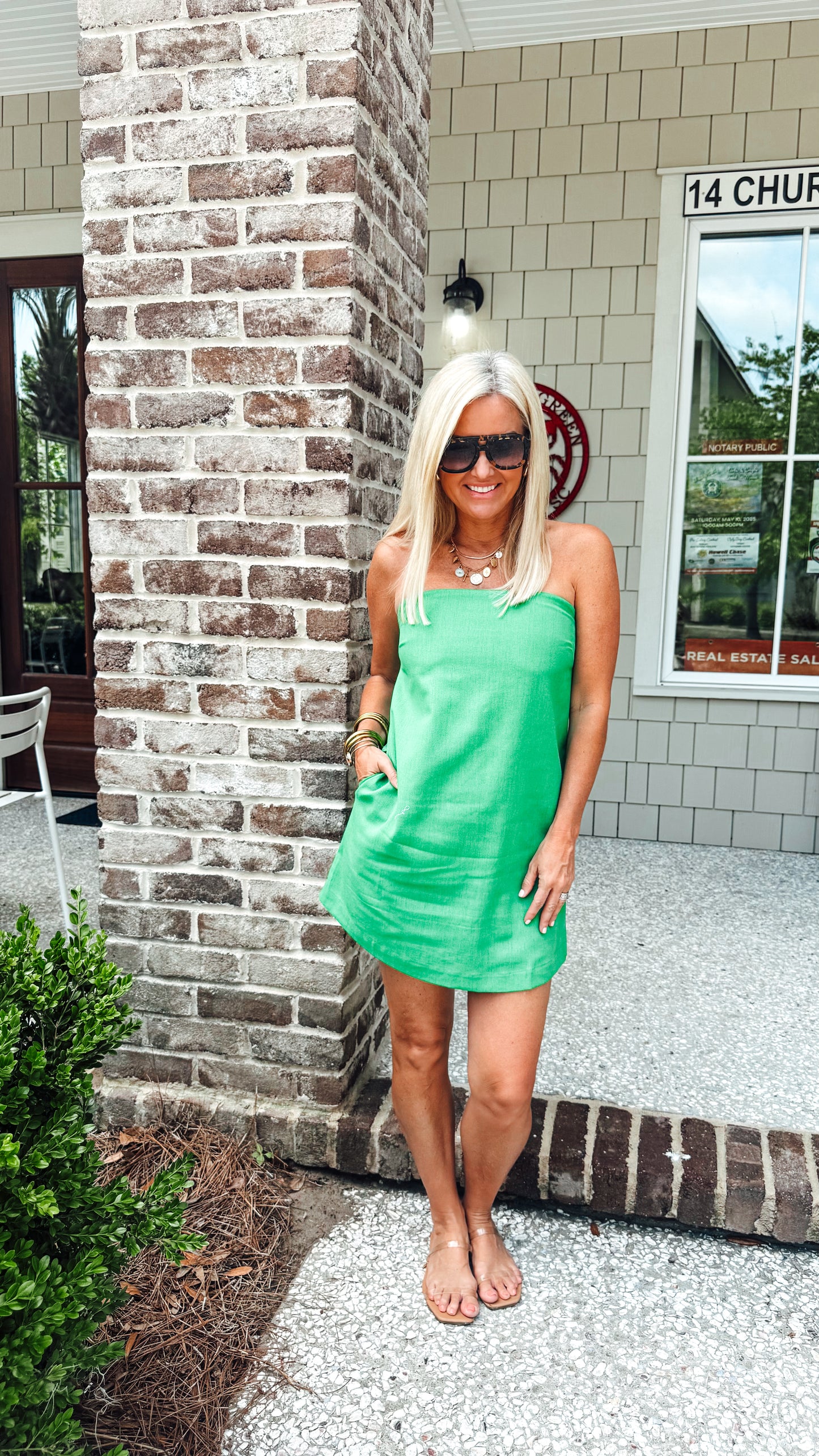 Sand Washed Strapless Mini Dress