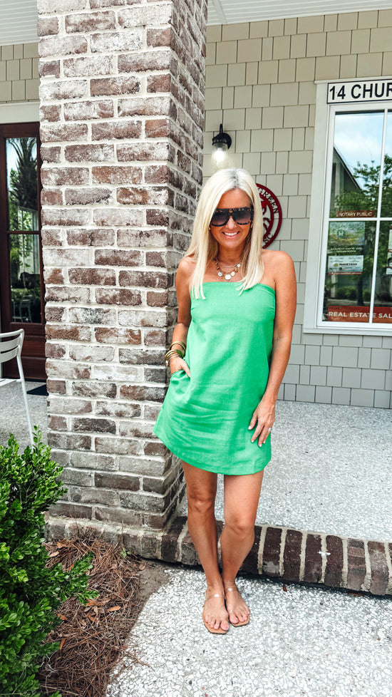 Sand Washed Strapless Mini Dress