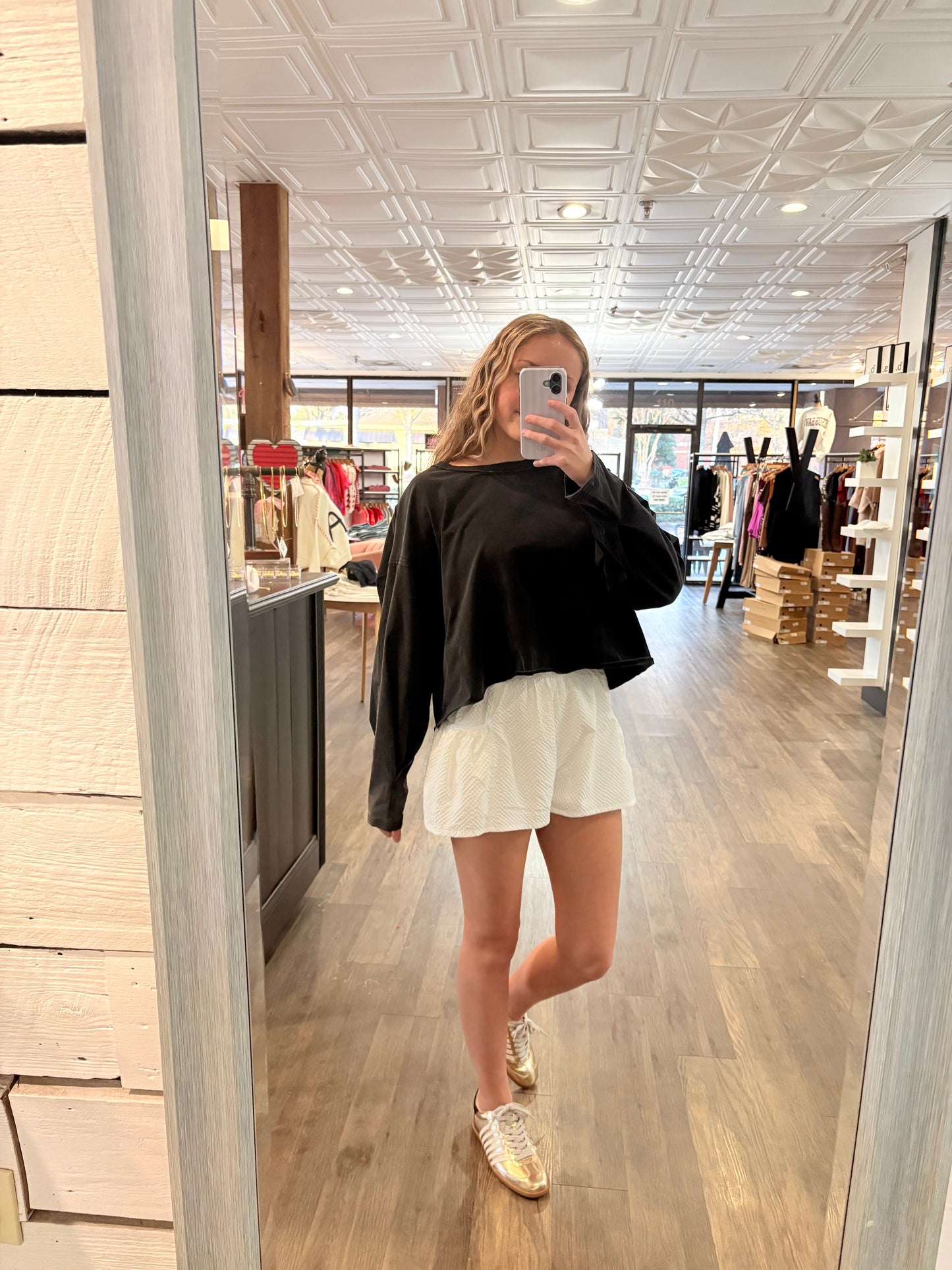 Seersucker High-waist Bubble Shorts