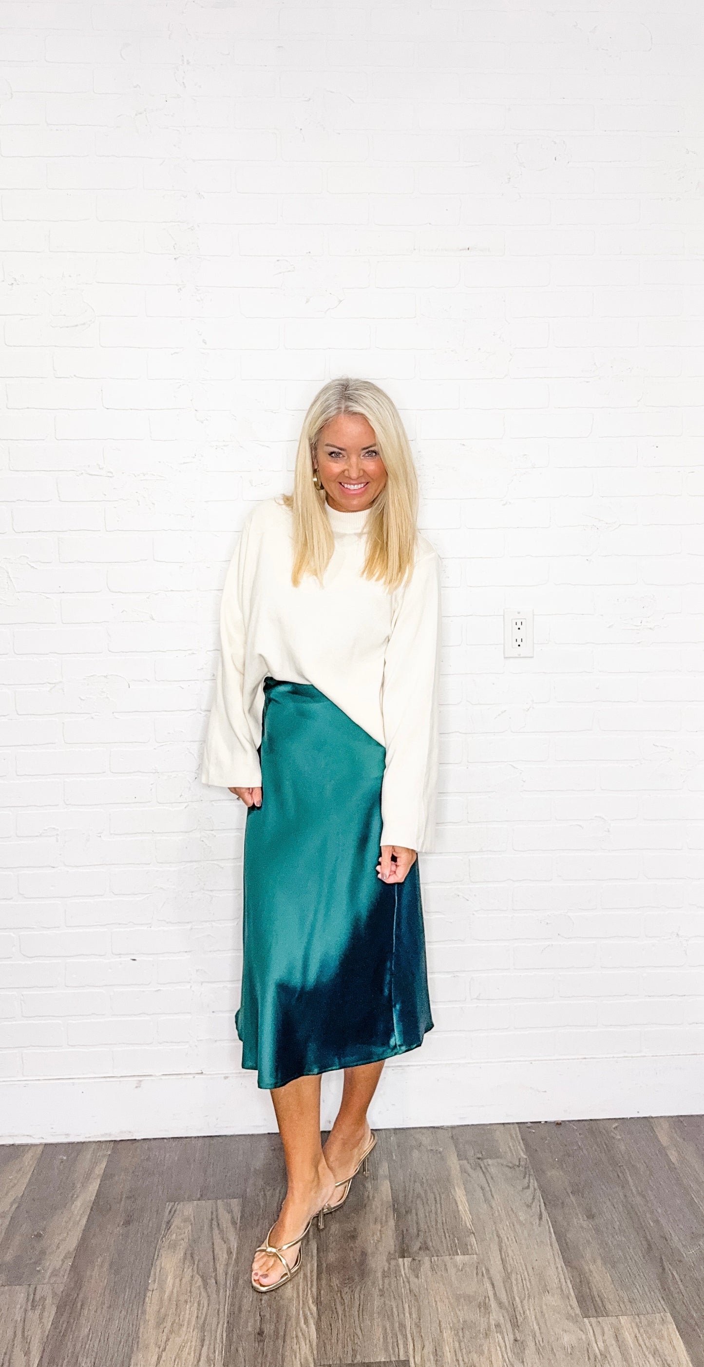 Satin Bias Midi Skirt