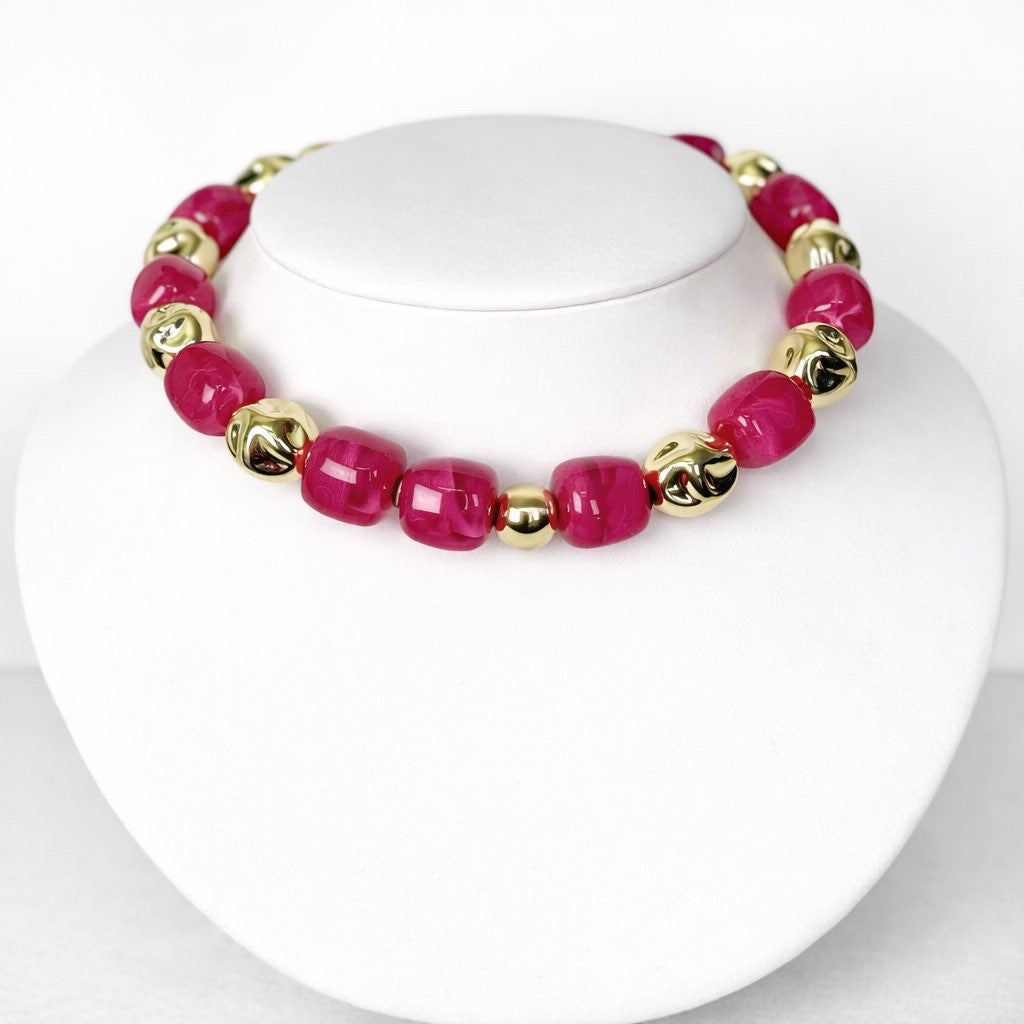 JTO Square Bead & Gold Necklace