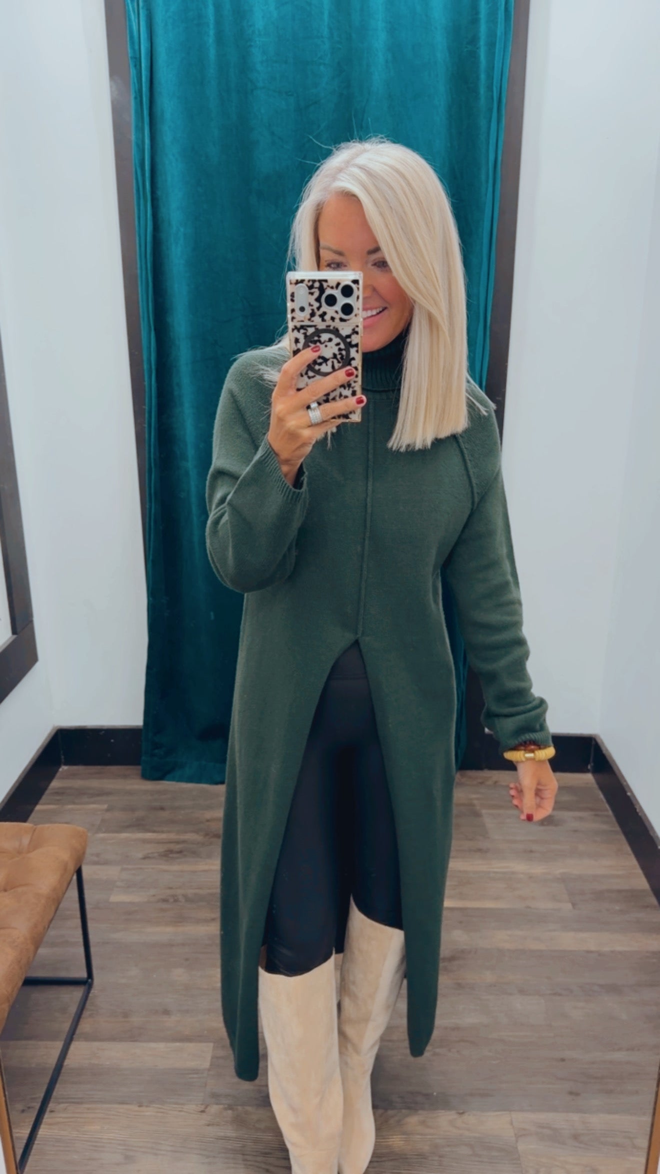 Front Slit Sweater Dress