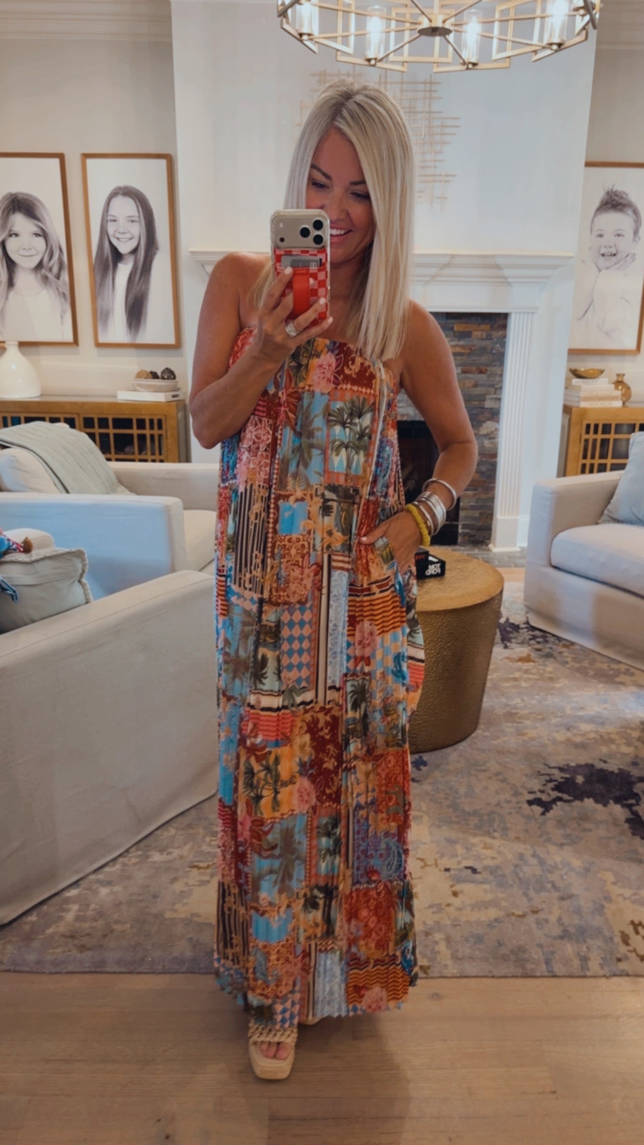 Melani Tropical Isabela Pleated Maxi Dress