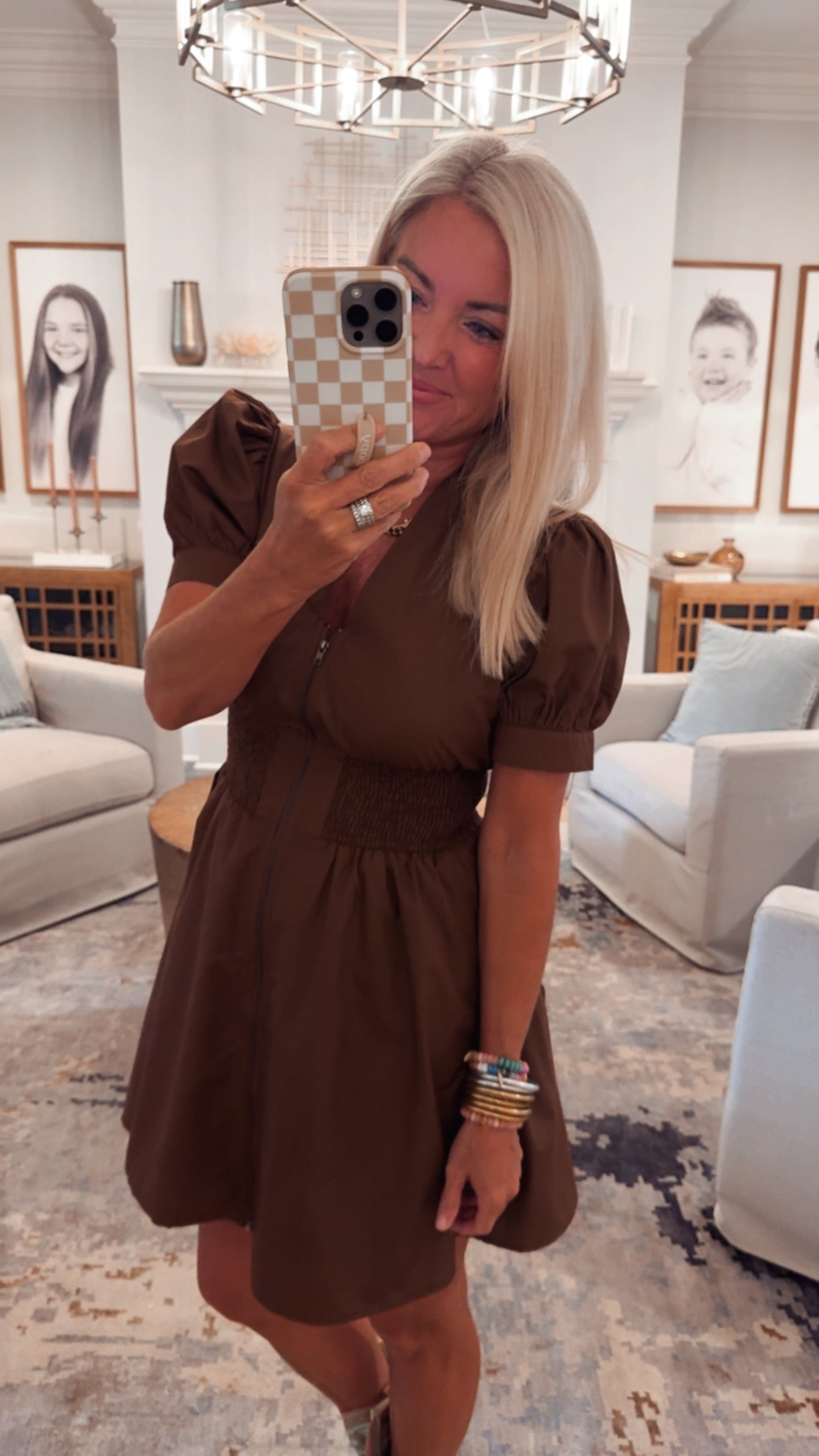 Puff Sleeve Smocked Mini Dress