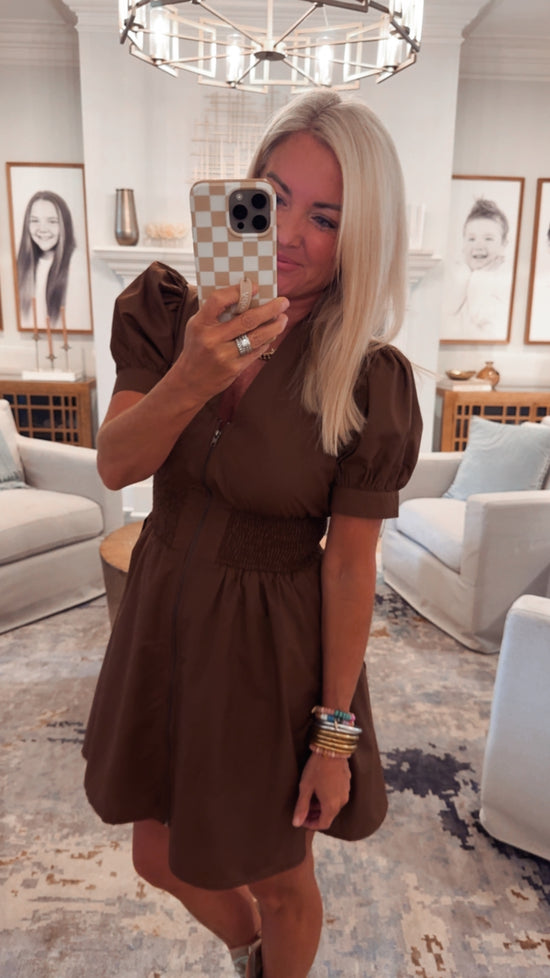 Puff Sleeve Smocked Mini Dress