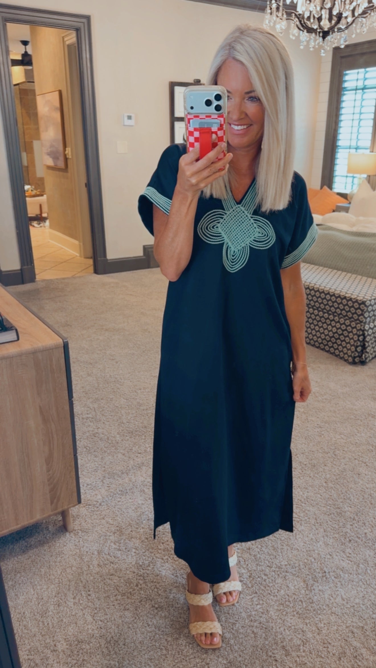 Patch Embroidery Midi Dress