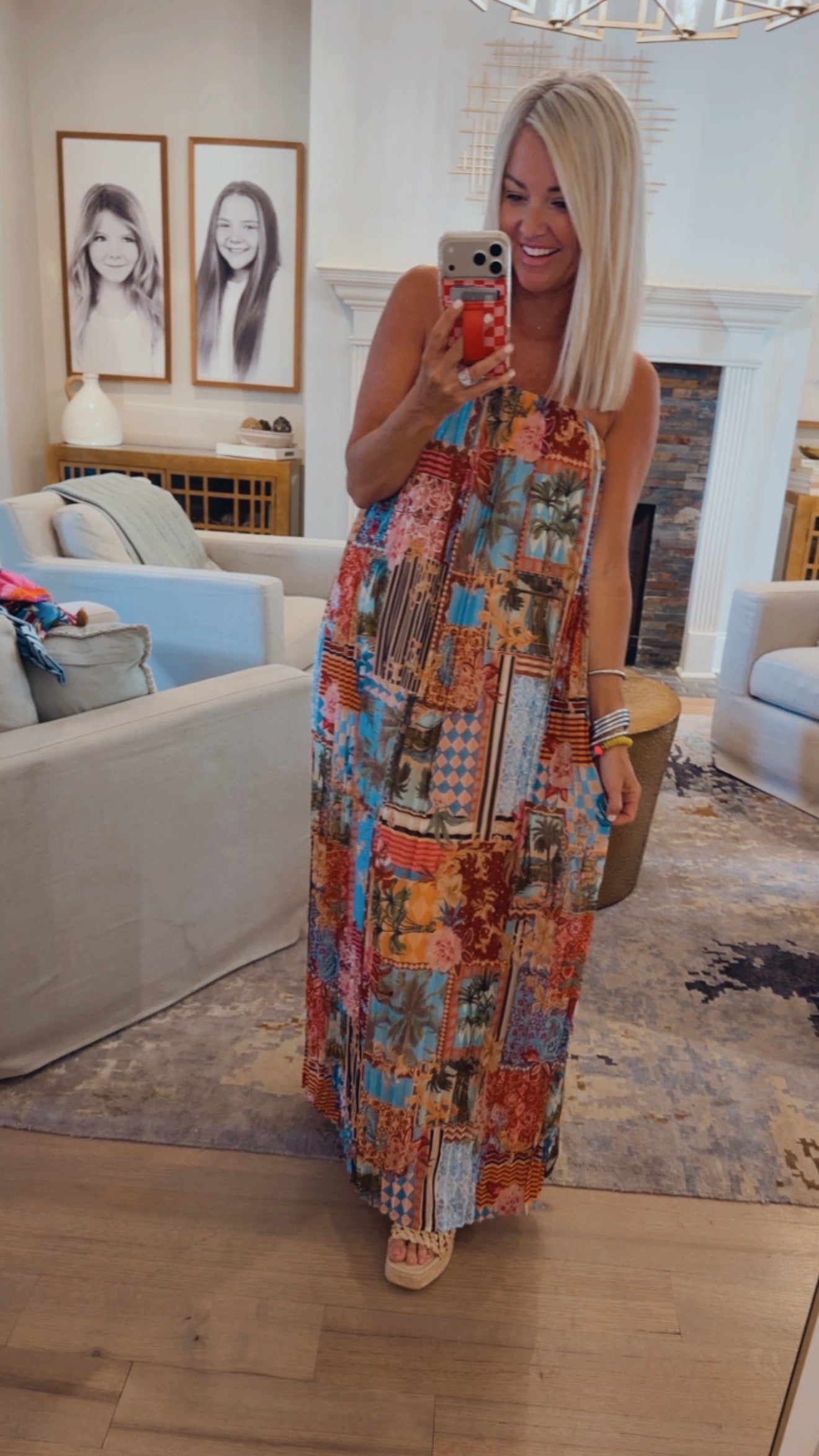 Melani Tropical Isabela Pleated Maxi Dress