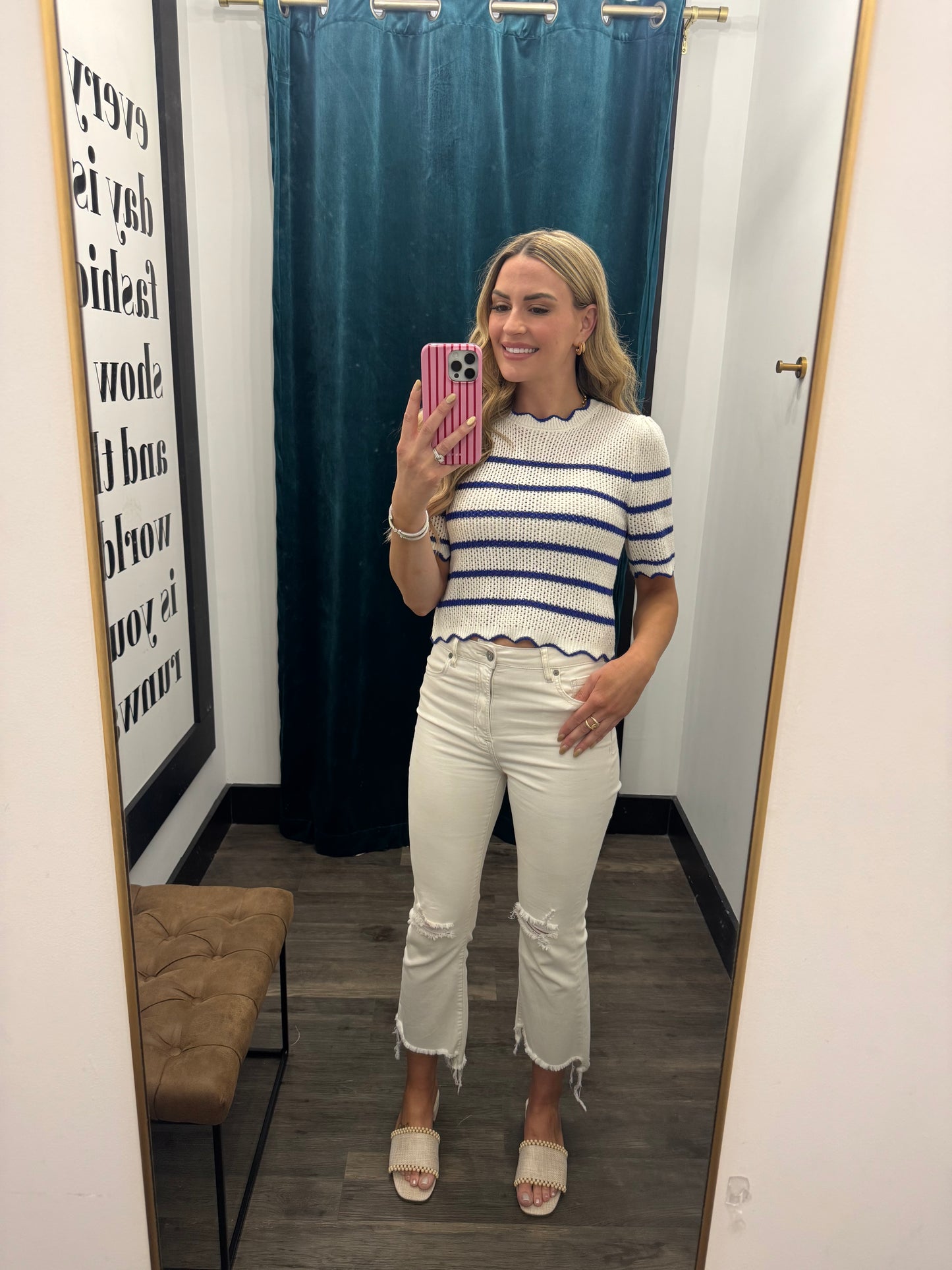 Stripe Scallop Top